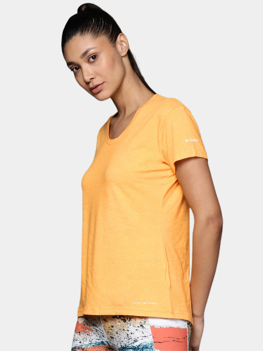 Columbia Women Yellow Omni-Wick Sun Trek Tshirt
