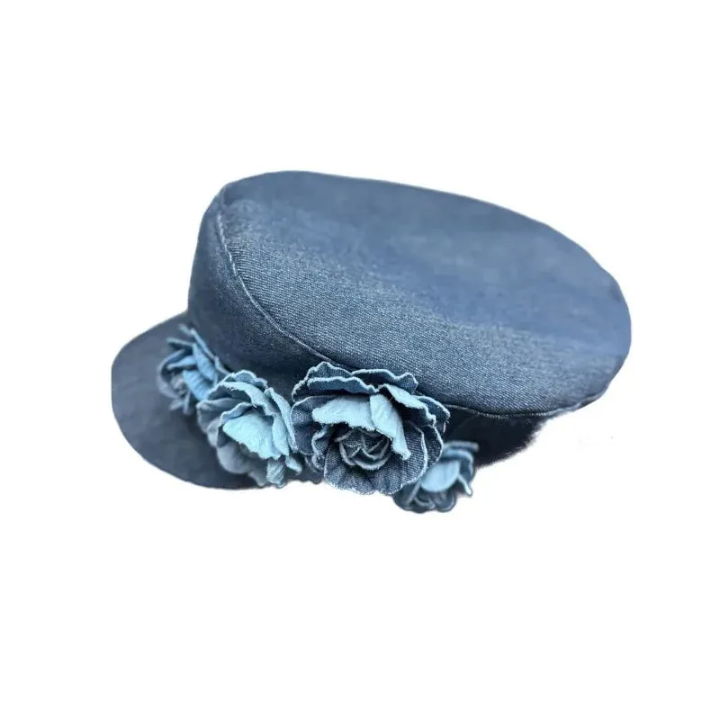 Denim Flat Top Three-dimensional Flower Anna Kay Co