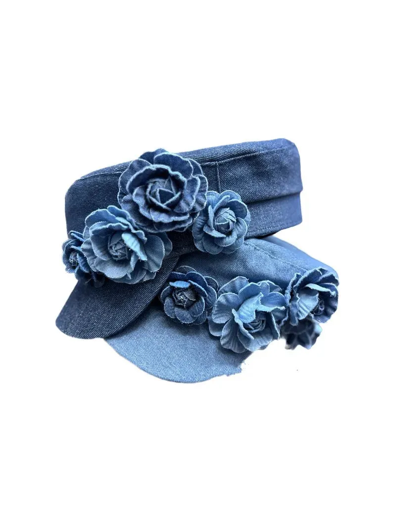 Denim Flat Top Three-dimensional Flower Anna Kay Co