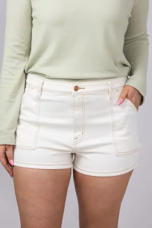 Eunina Lulu Denim Shorts for Women in White | E0002380XT-ECRU