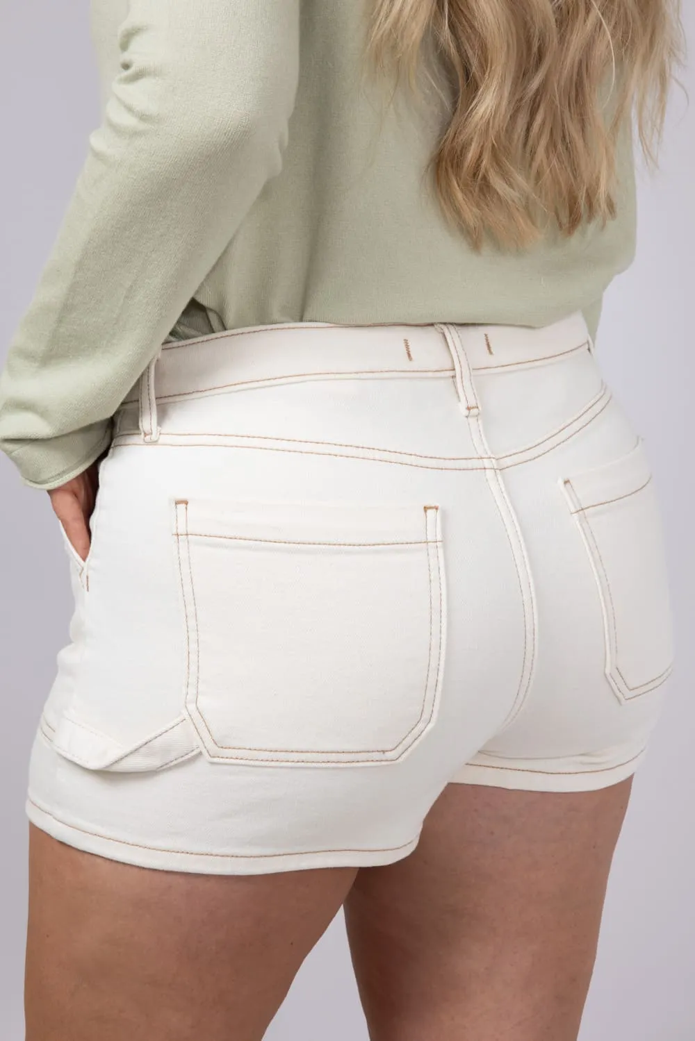 Eunina Lulu Denim Shorts for Women in White | E0002380XT-ECRU