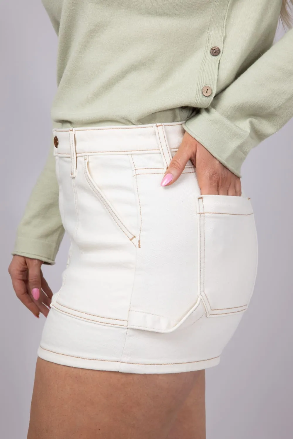 Eunina Lulu Denim Shorts for Women in White | E0002380XT-ECRU