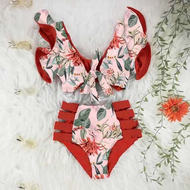Floral Ruffled Bikini Set Anna Kay Co