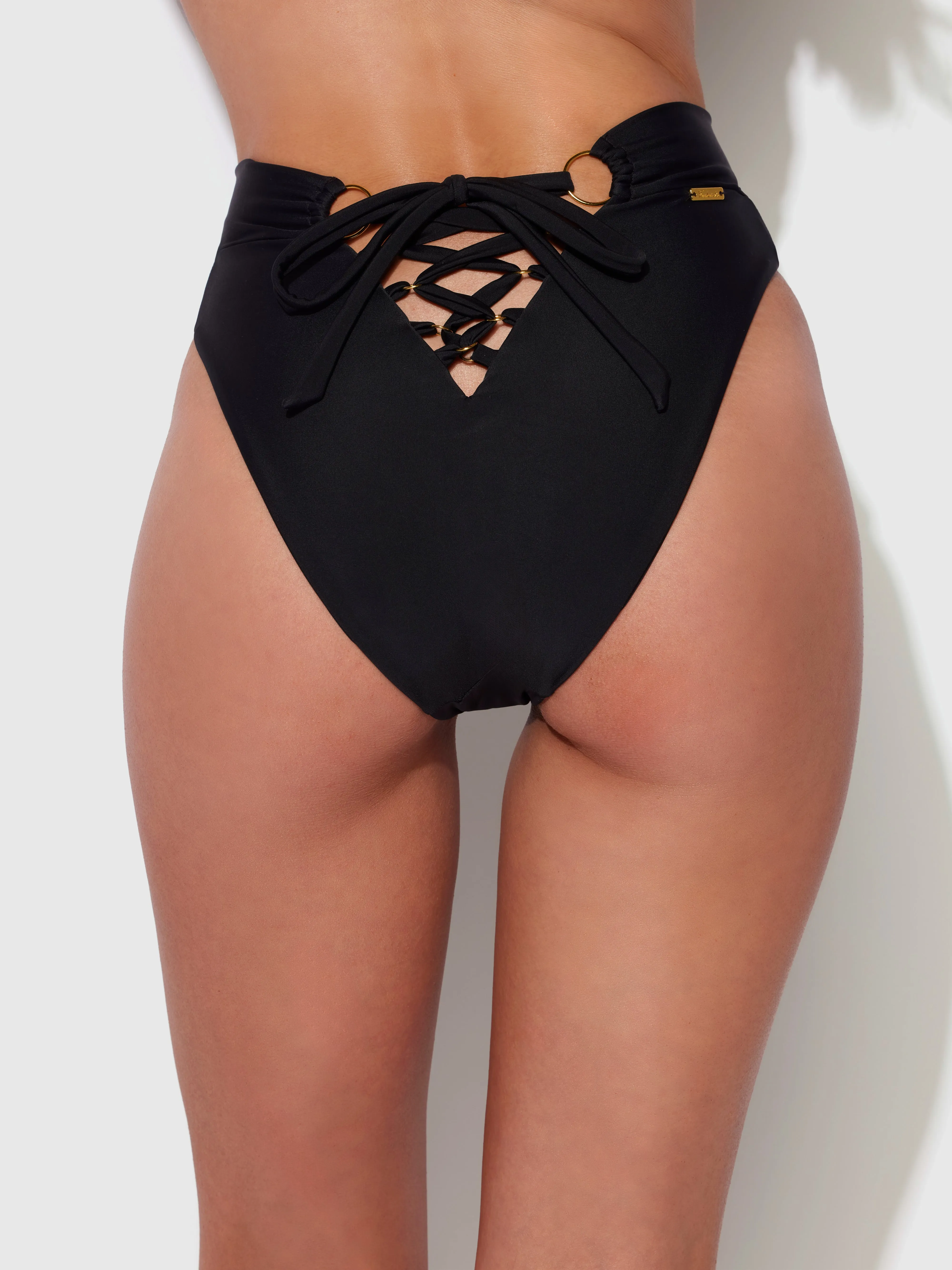 Frederick's Of Hollywood Rising Star High-Waisted Lace-Up Swim Bottom Juicy Couture
