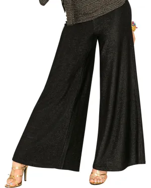 Funky Black Sparkle 70s Plus Size Womens Palazzo Pants