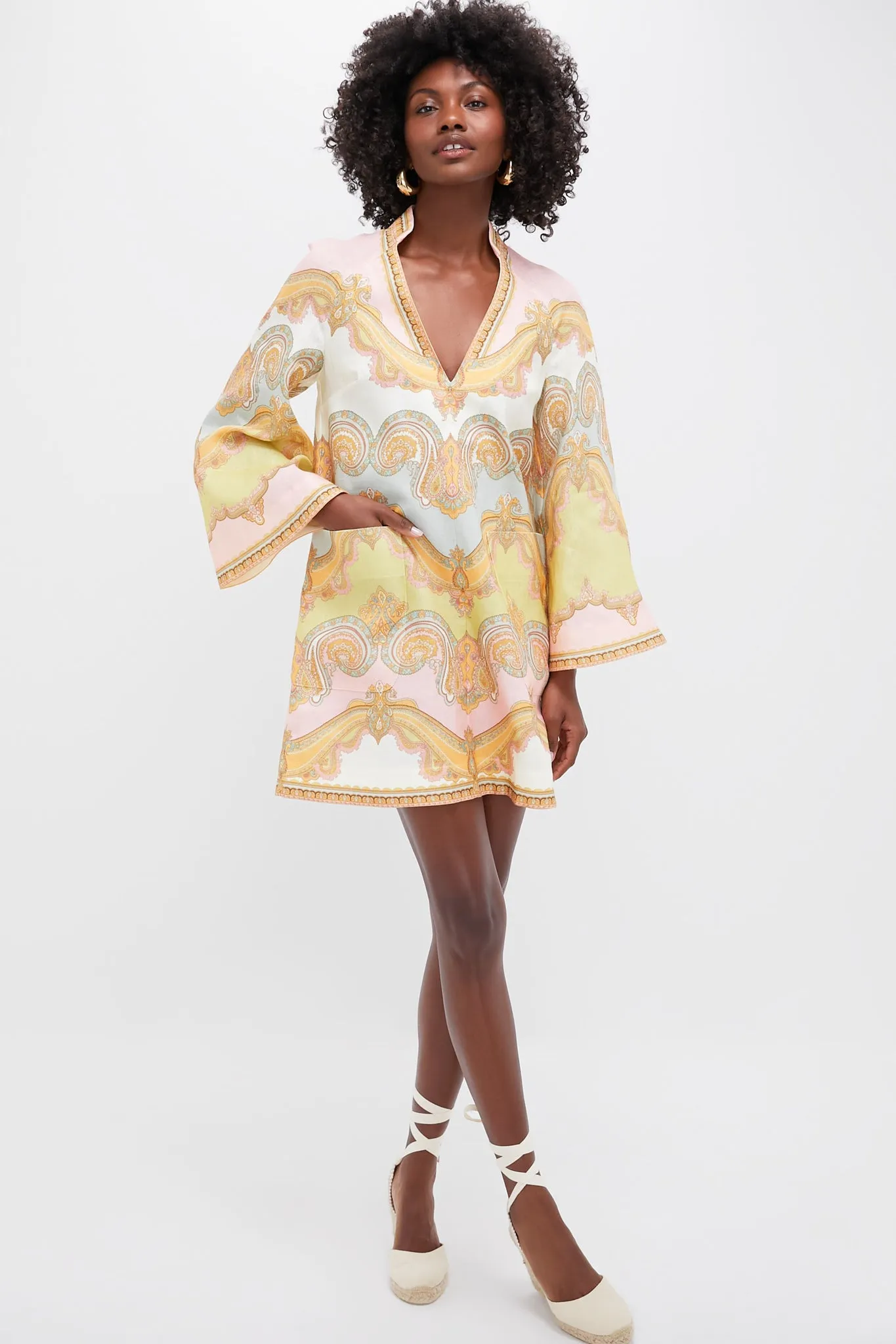Gold Paisley Maxine Tunic Mini Dress