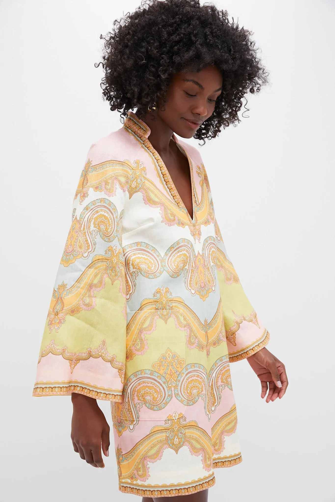 Gold Paisley Maxine Tunic Mini Dress