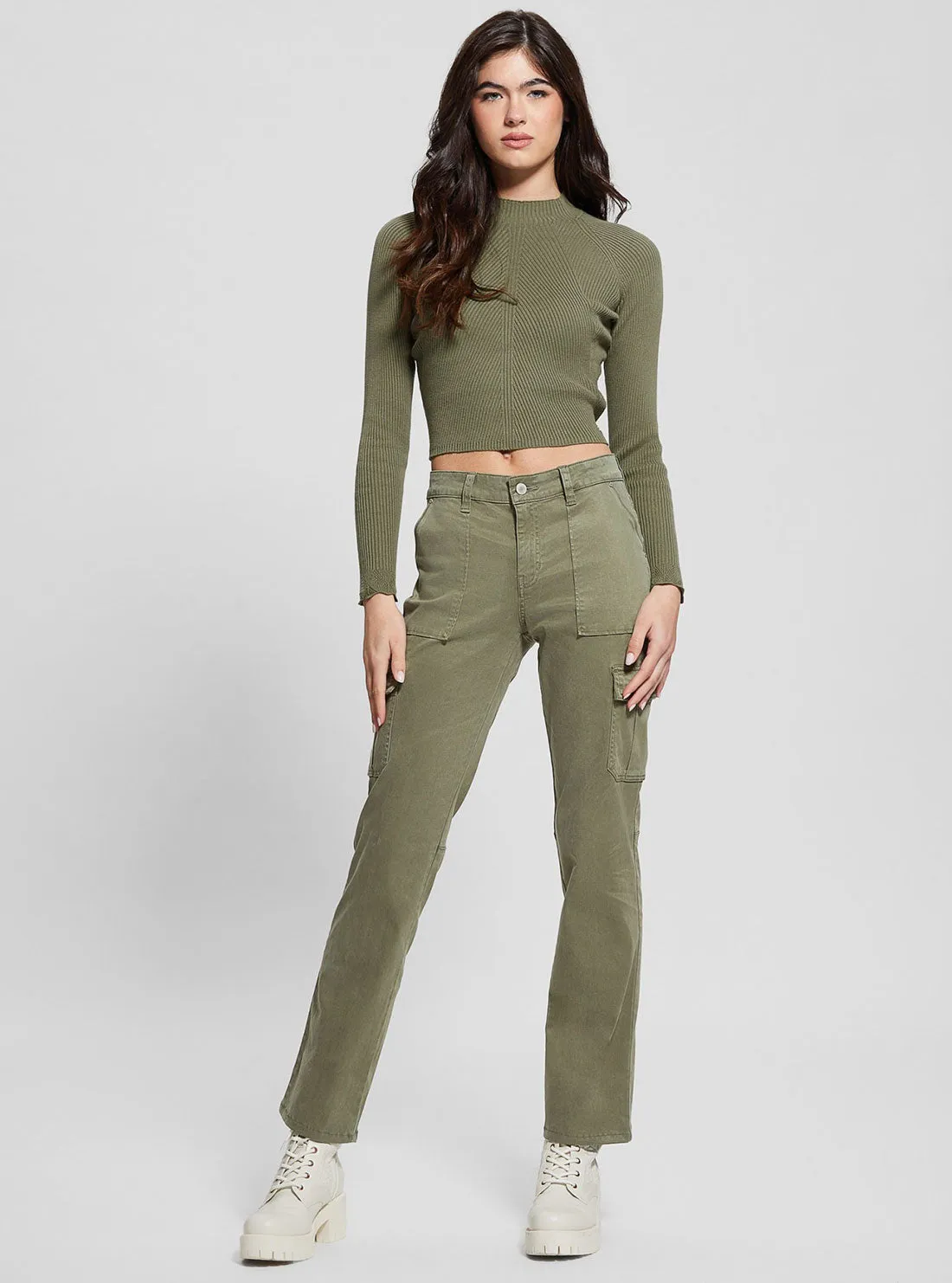 Green Marie Open Back Knit Top Guess