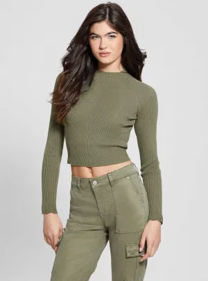 Green Marie Open Back Knit Top Guess