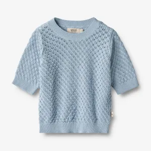 Knit Top S/S Alva - blue summer Wheat