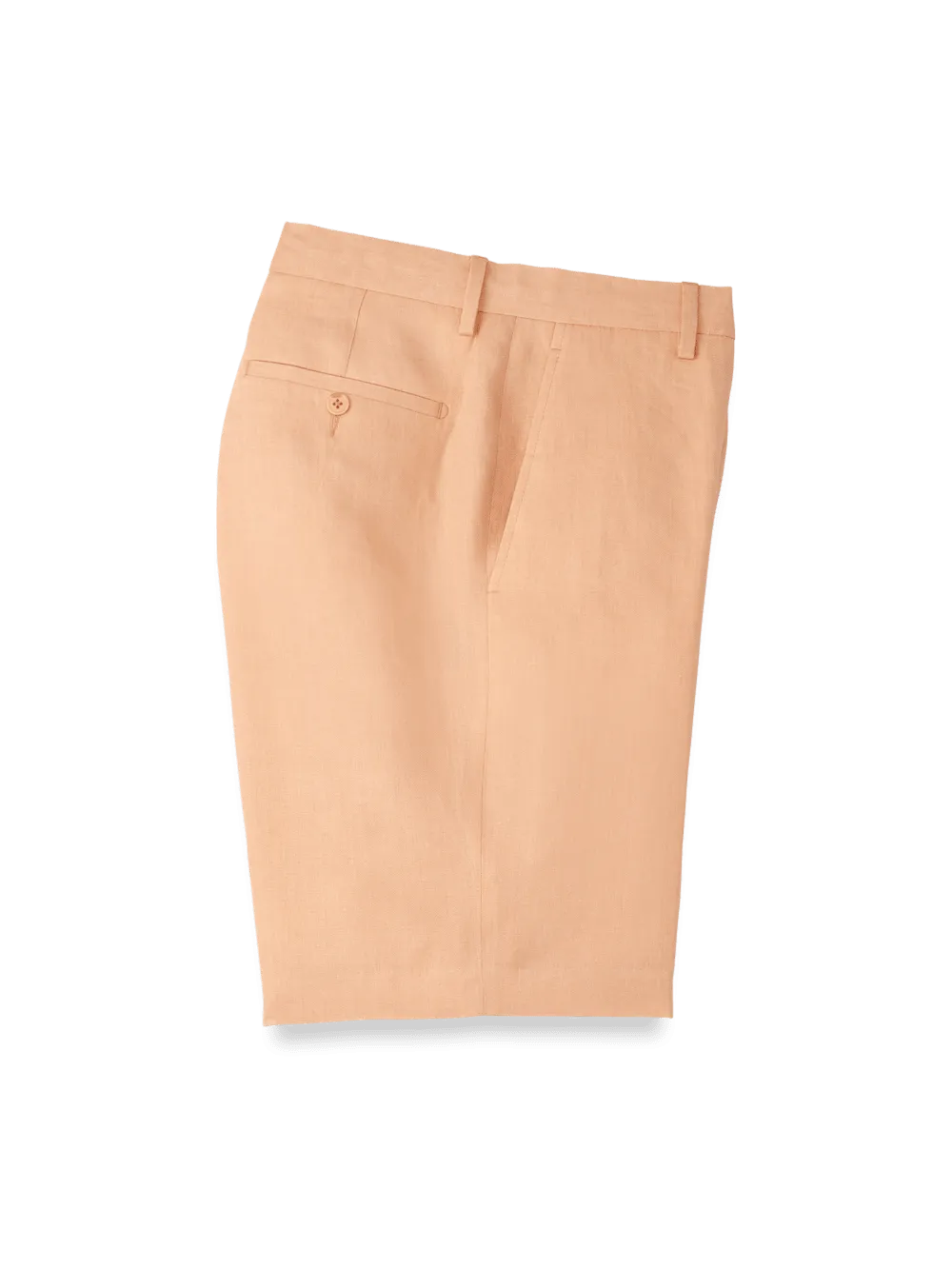 Linen Chambray Twill Flat Front Shorts - Apricot
