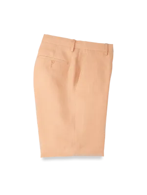 Linen Chambray Twill Flat Front Shorts - Apricot