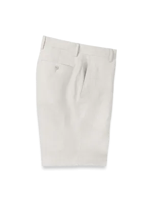 Linen Chambray Twill Flat Front Shorts - Ivory