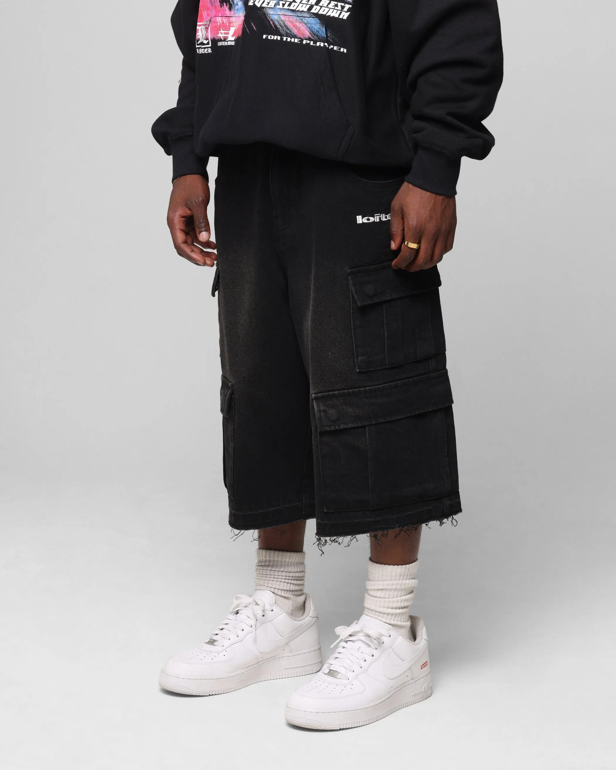 Loiter 3 Quarter Pants Washed Black