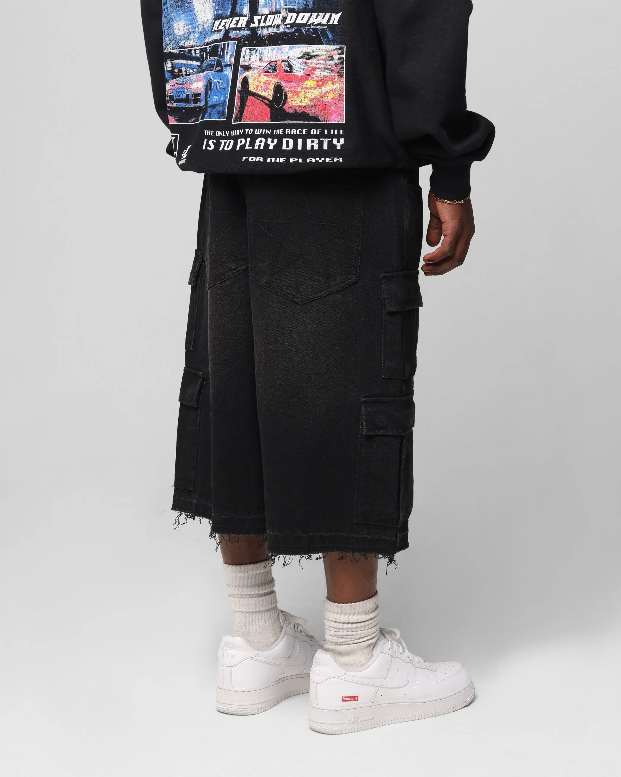 Loiter 3 Quarter Pants Washed Black