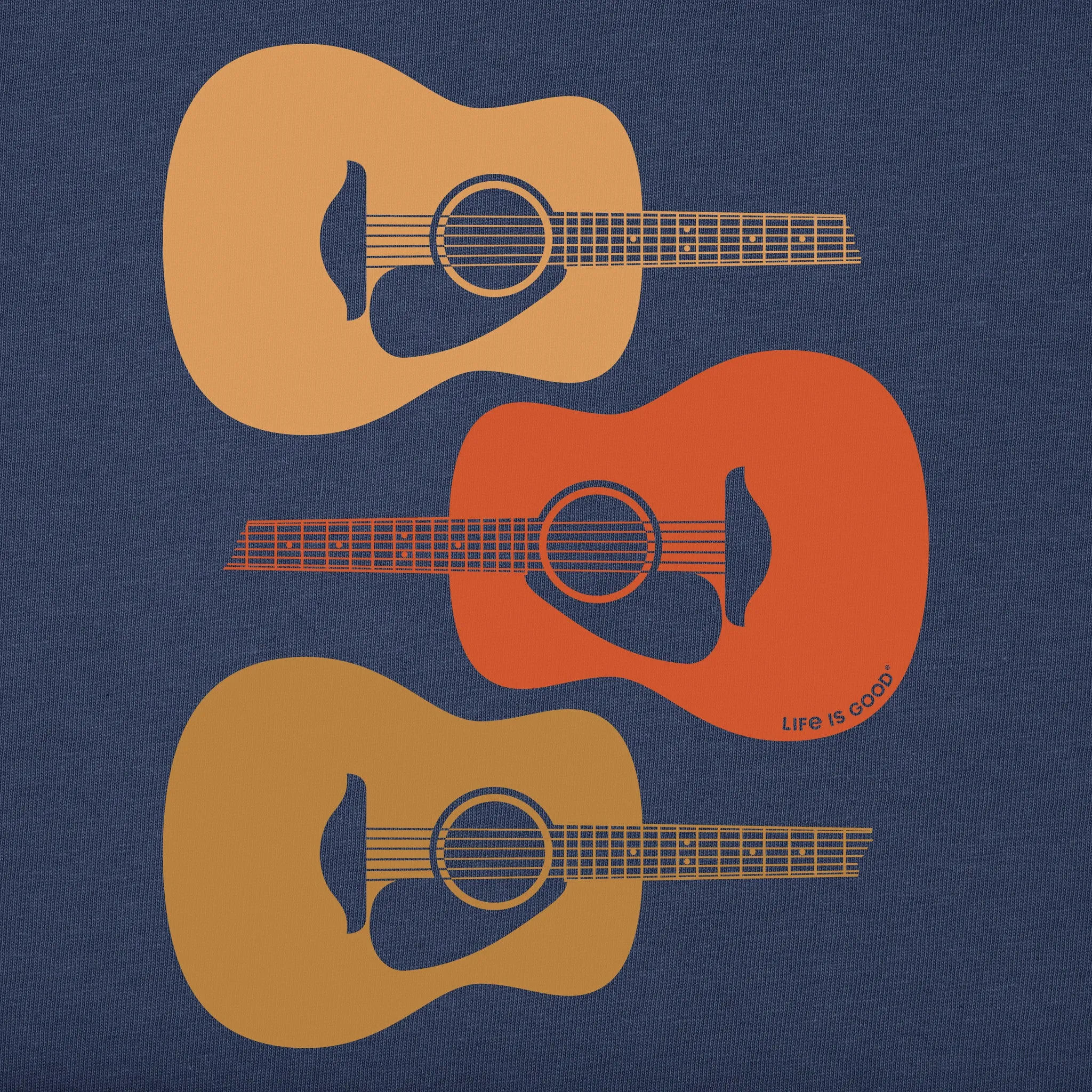 Men's 3 Acoustic Guitars Short Sleeve Tee Life is Good
