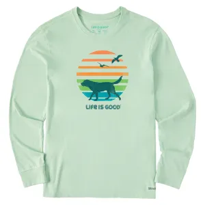Men's 70's Retro Dog Beach Walk Long Sleeve Crusher-LITE Tee Life is Good