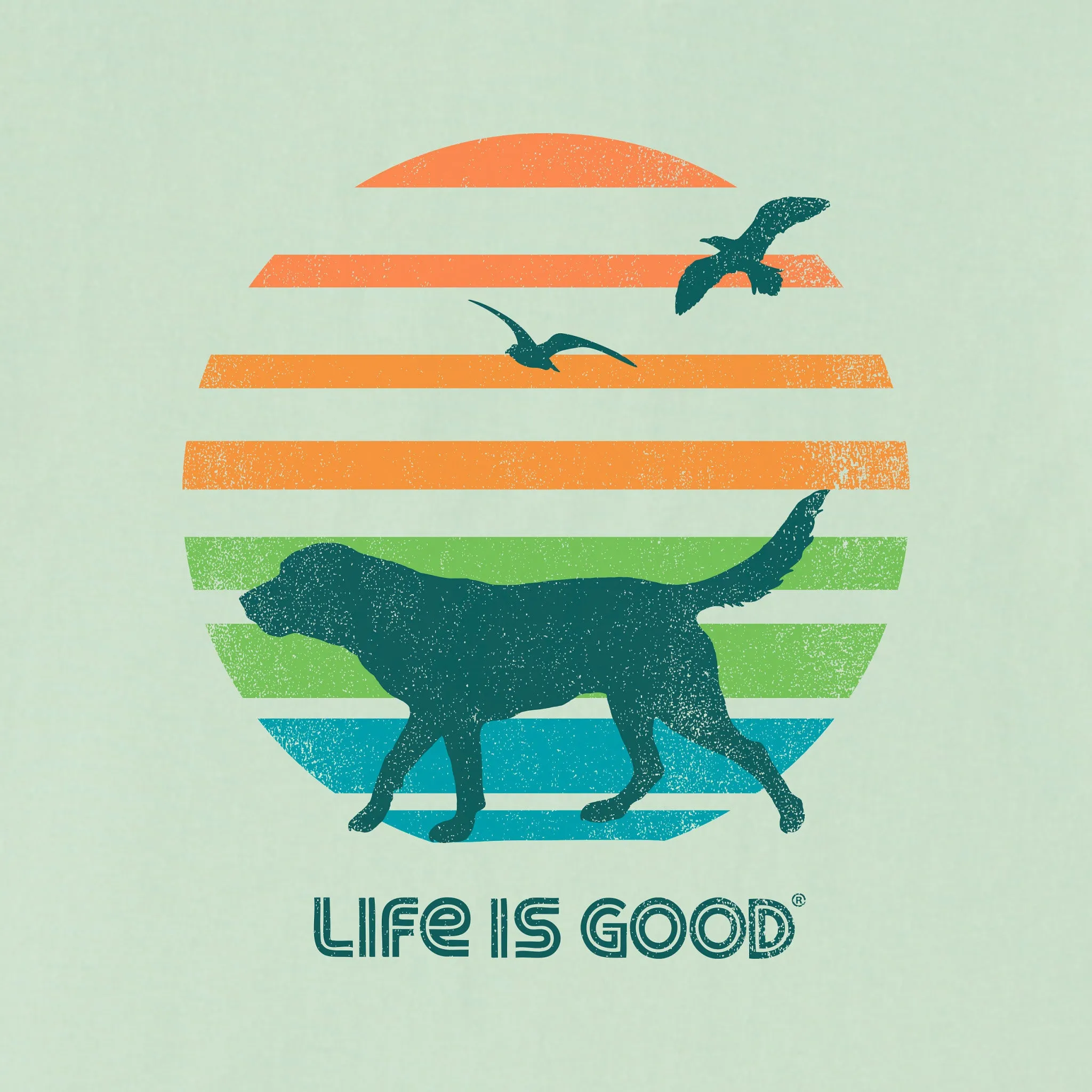 Men's 70's Retro Dog Beach Walk Long Sleeve Crusher-LITE Tee Life is Good