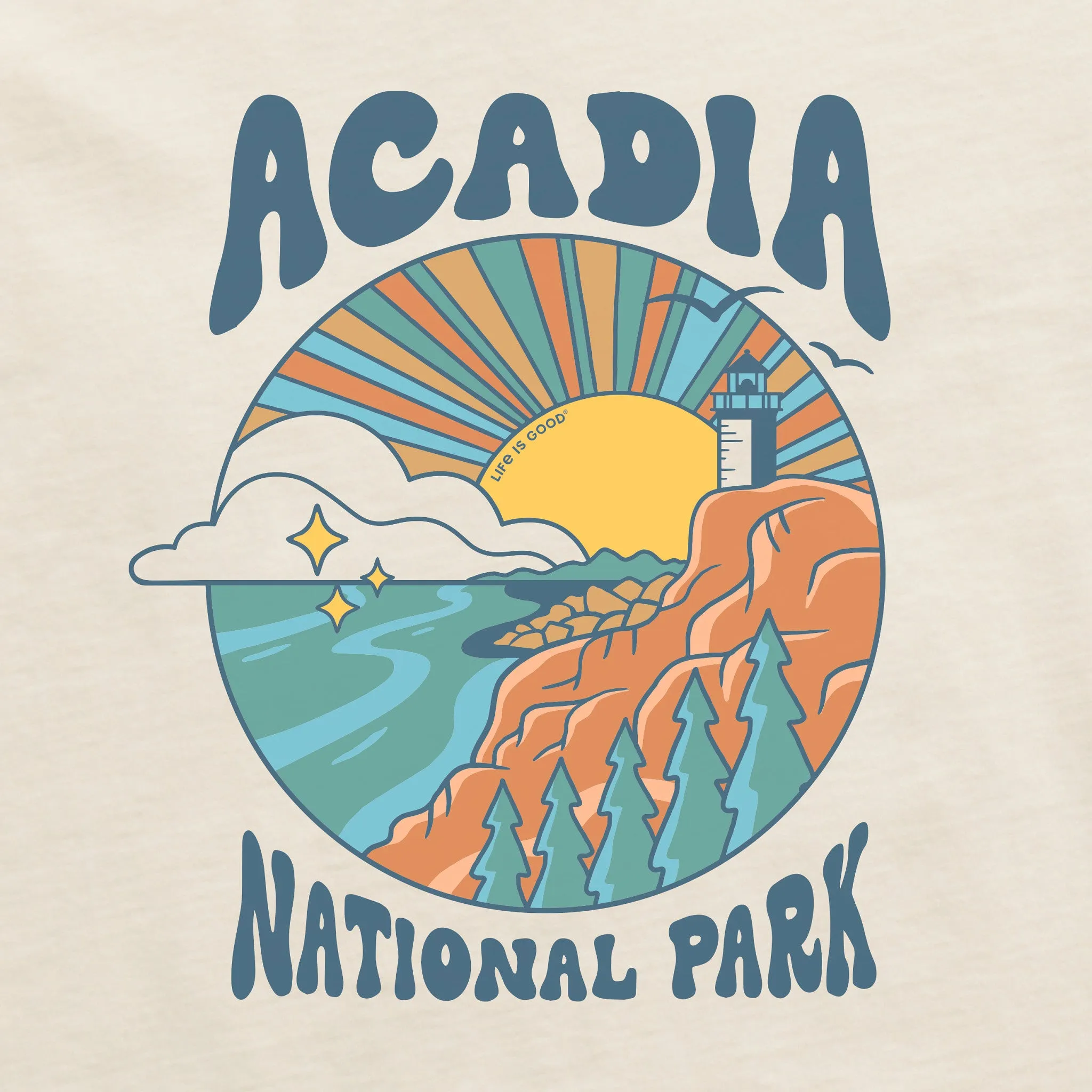 Men's Acadia Burst Short Sleeve Crusher Tee Life is Good