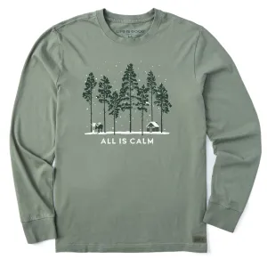 Men's All is Calm Moose Cabin Long Sleeve Crusher Tee Life is Good