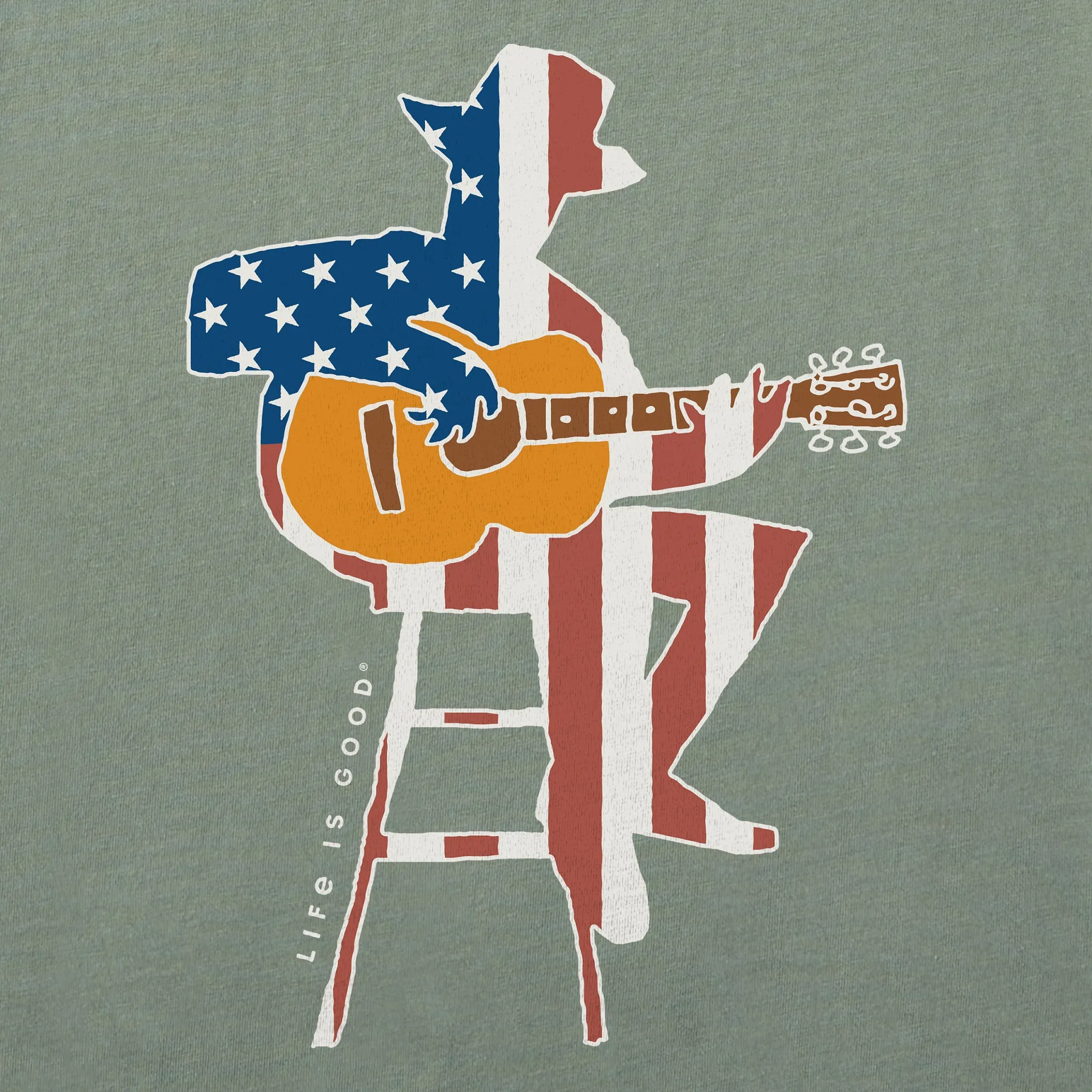 Men's Americana Guitarist Short Sleeve Crusher Tee Life is Good