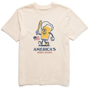Men's America's Favorite  Baseball Beer Short Sleeve Crusher Tee Life is Good