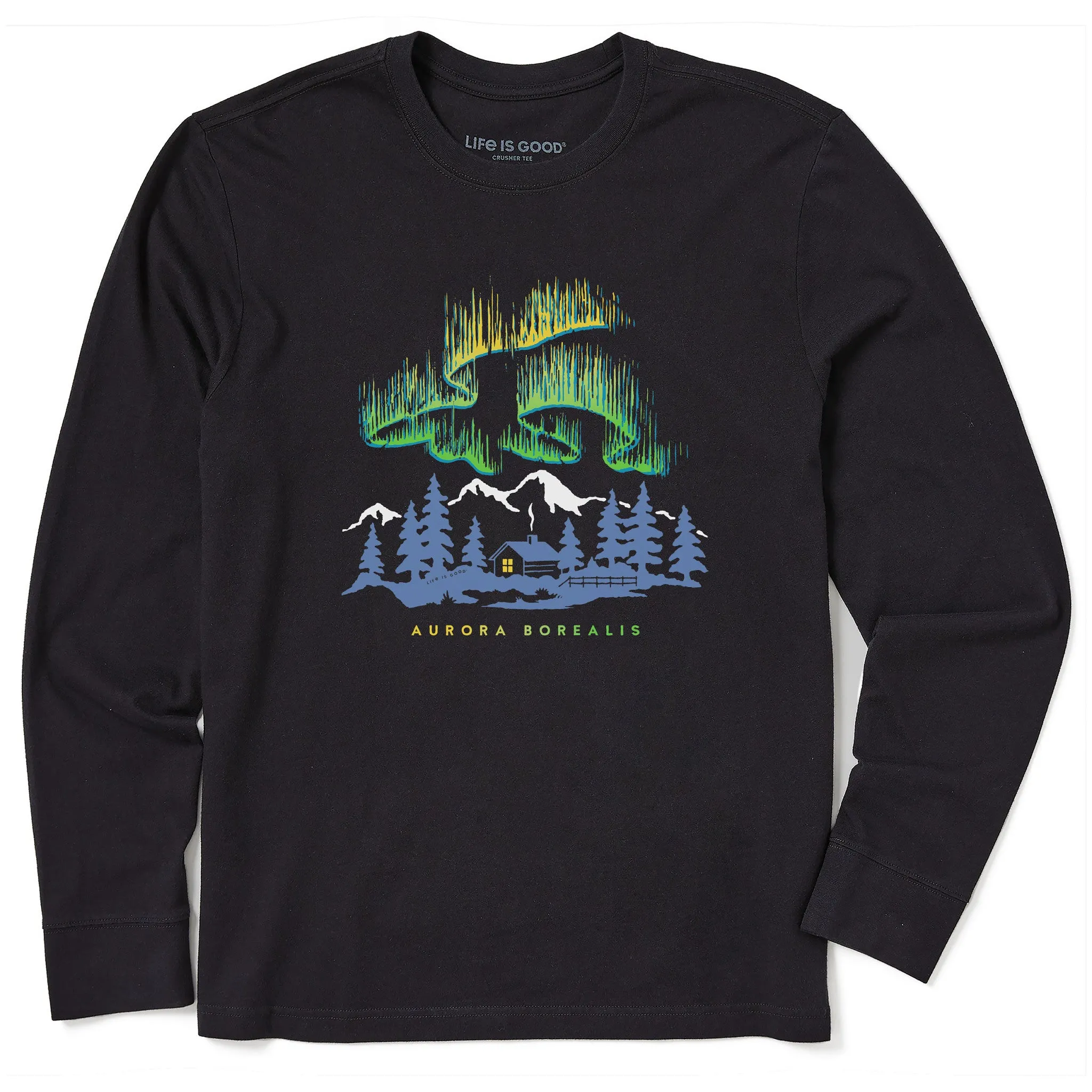 Men's Aurora Borealis Cabin Long Sleeve Crusher Tee Life is Good