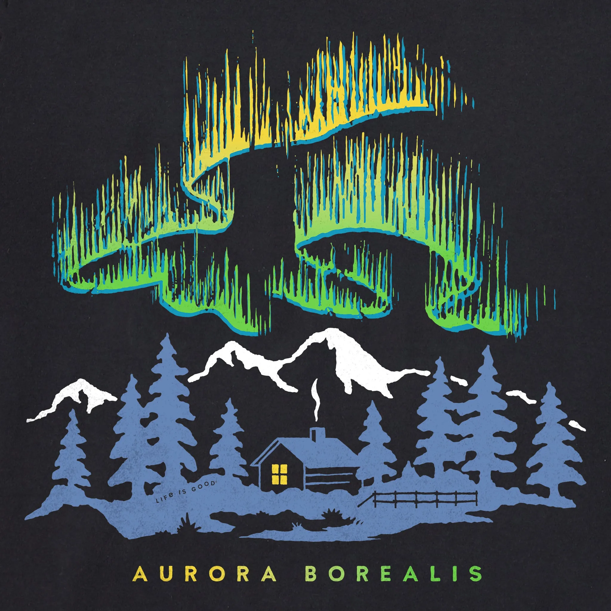 Men's Aurora Borealis Cabin Long Sleeve Crusher Tee Life is Good