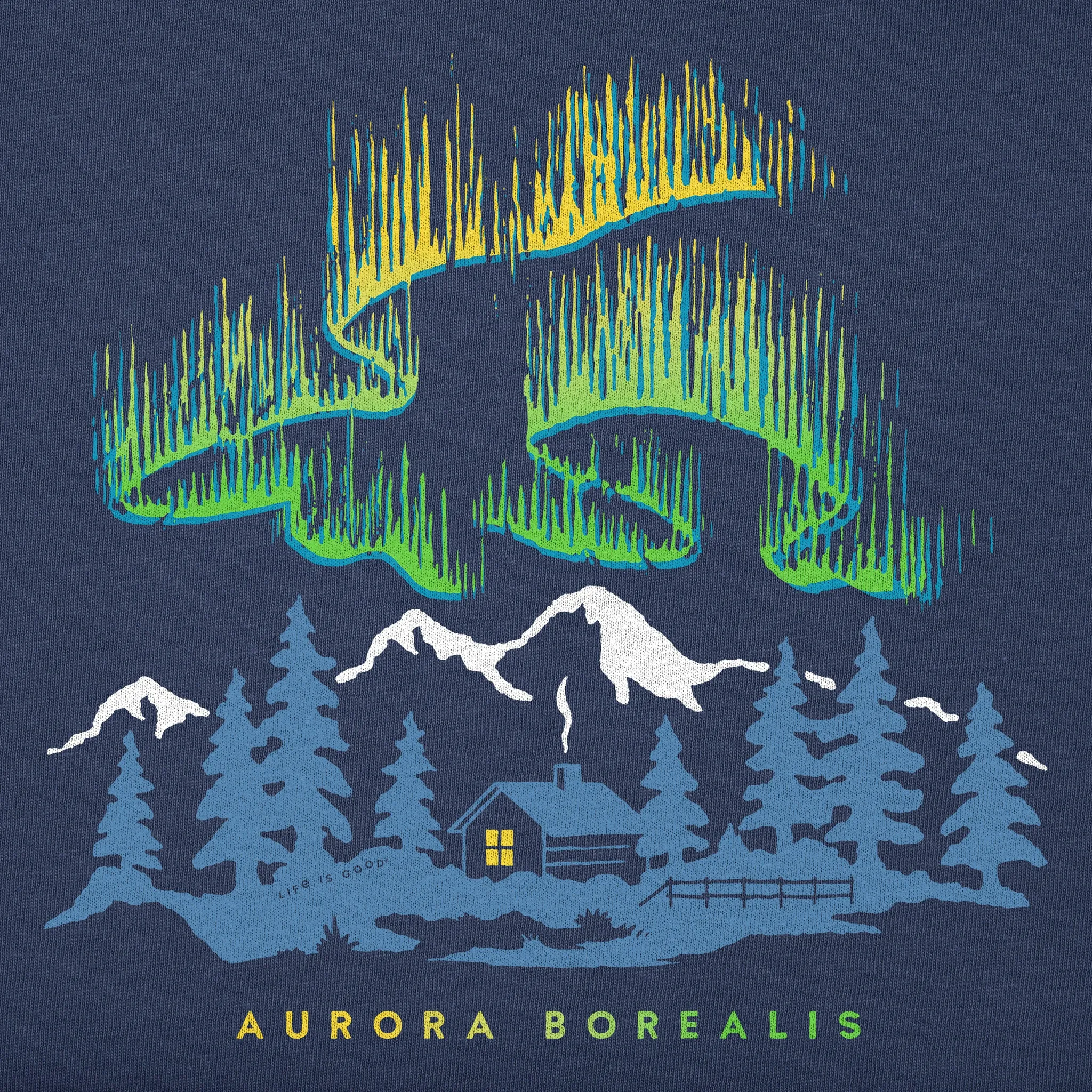 Men's Aurora Borealis Cabin Short Sleeve Crusher Tee Life is Good