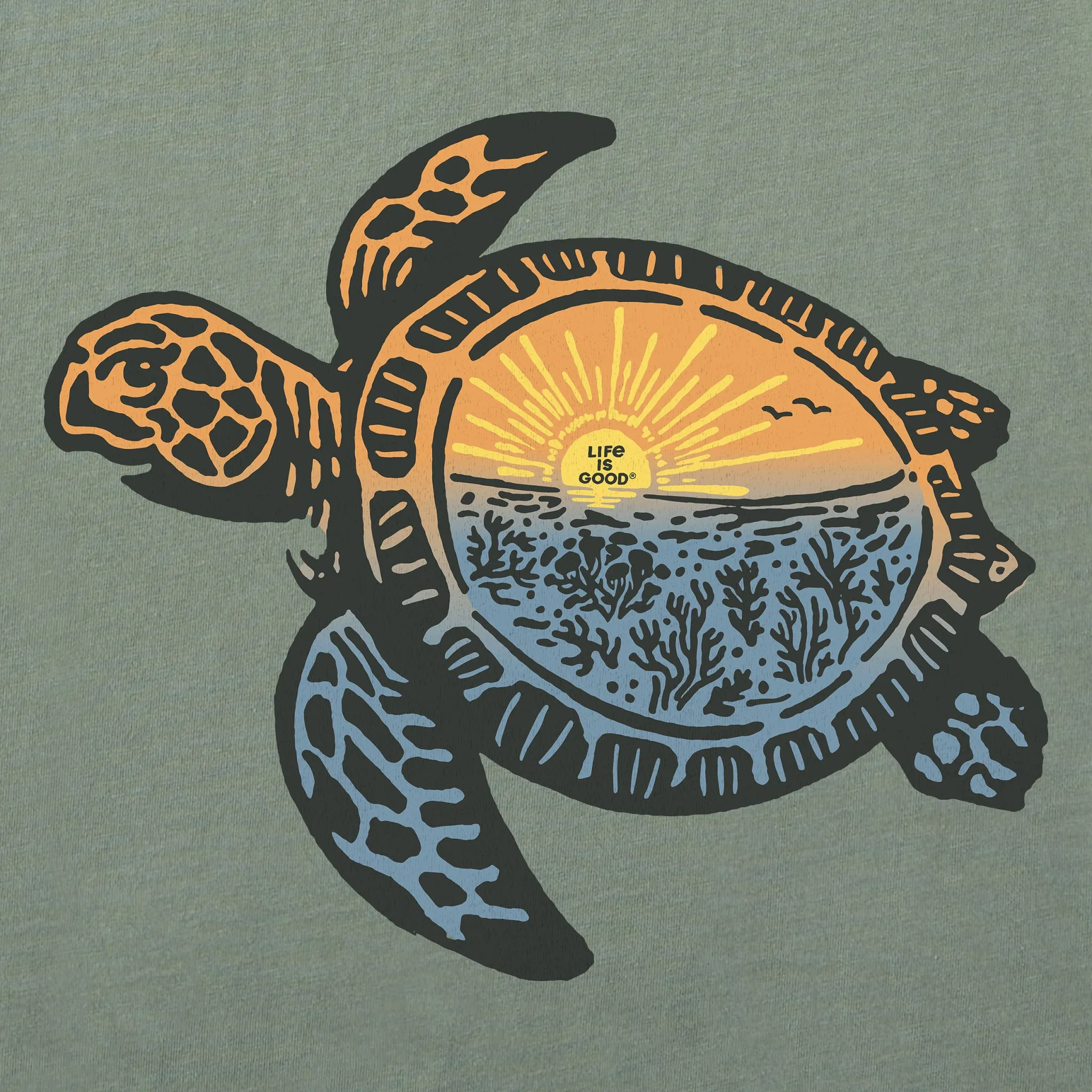 Men's Beach Turtle Sealife Short Sleeve Tee Life is Good