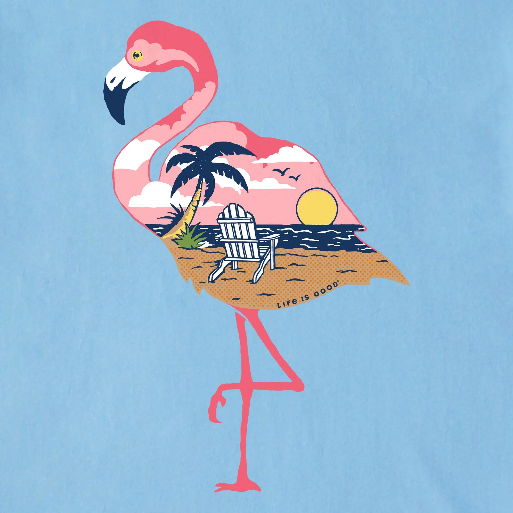 Men's Beachy Flamingo Short Sleeve Crusher-LITE Tee Life is Good