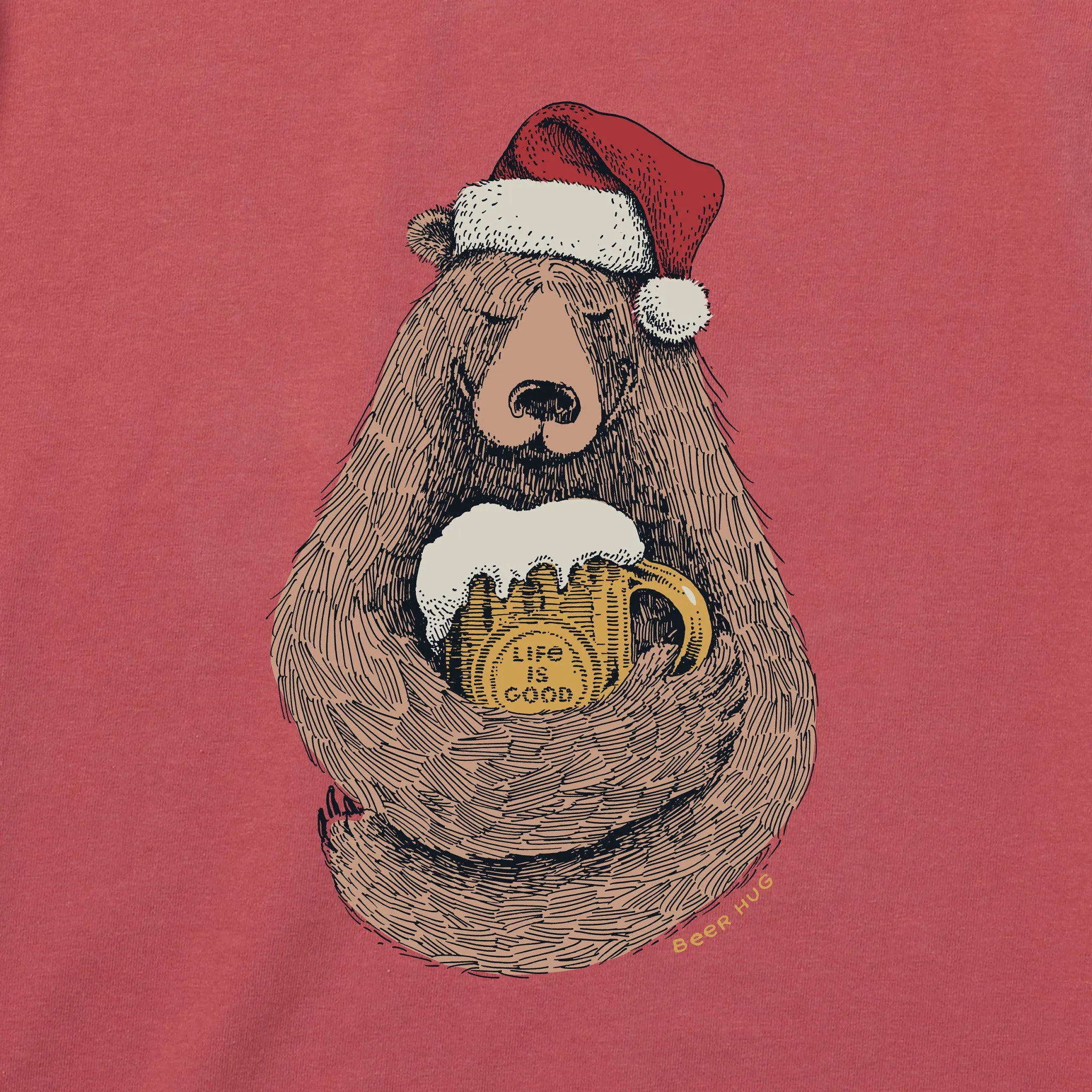 Men's Beer Hug Santa Bear Short Sleeve Crusher Tee Life is Good