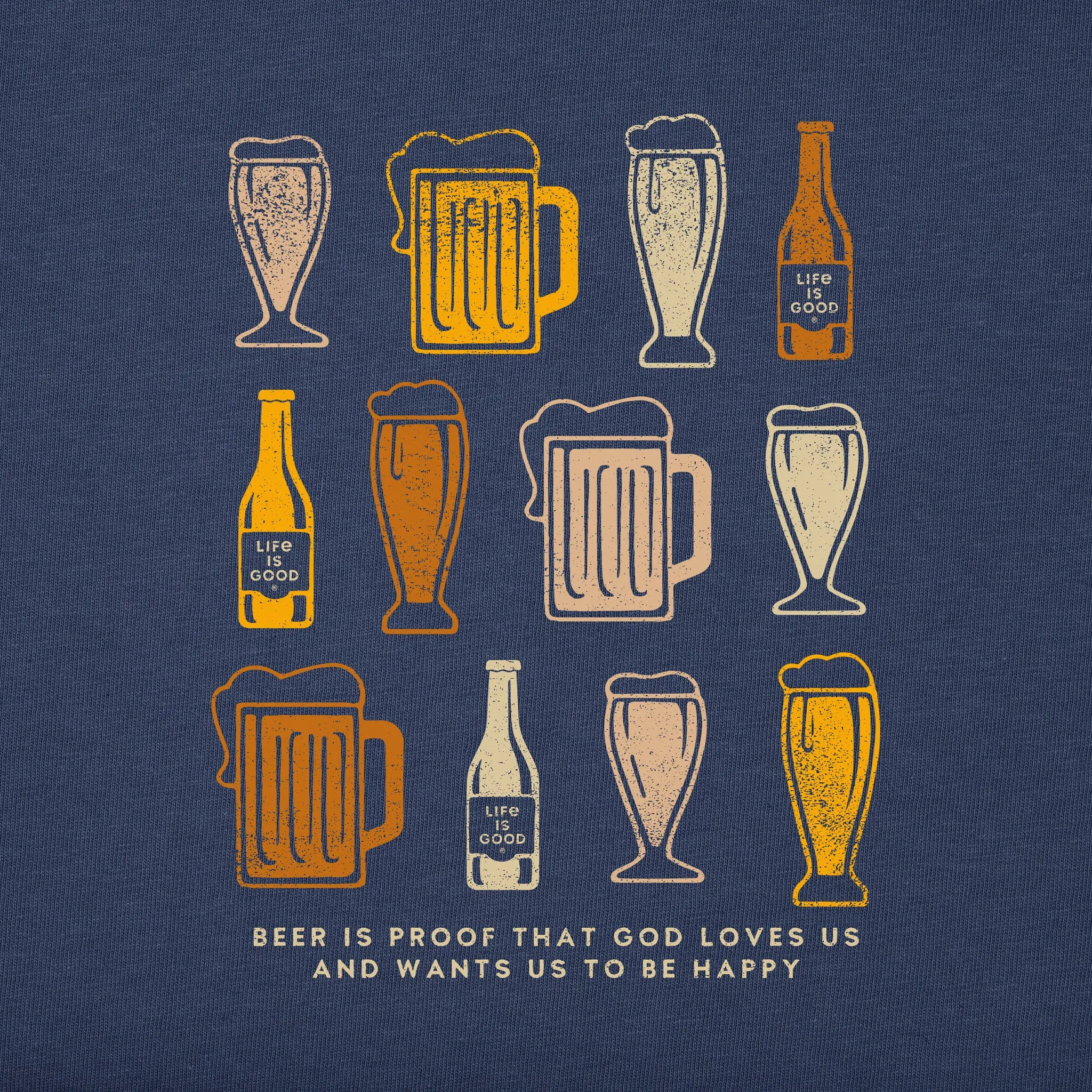Men's Beer is Proof Short Sleeve Crusher Tee Life is Good