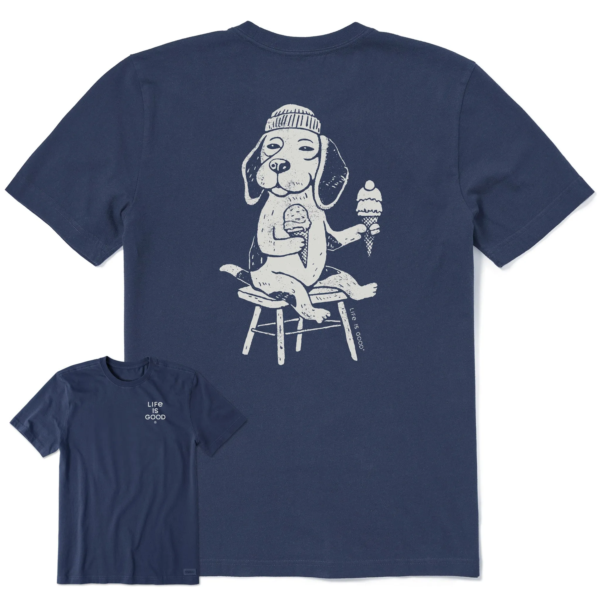 Men's Bert's Beagle with Ice Cream Short Sleeve Crusher Tee Life is Good