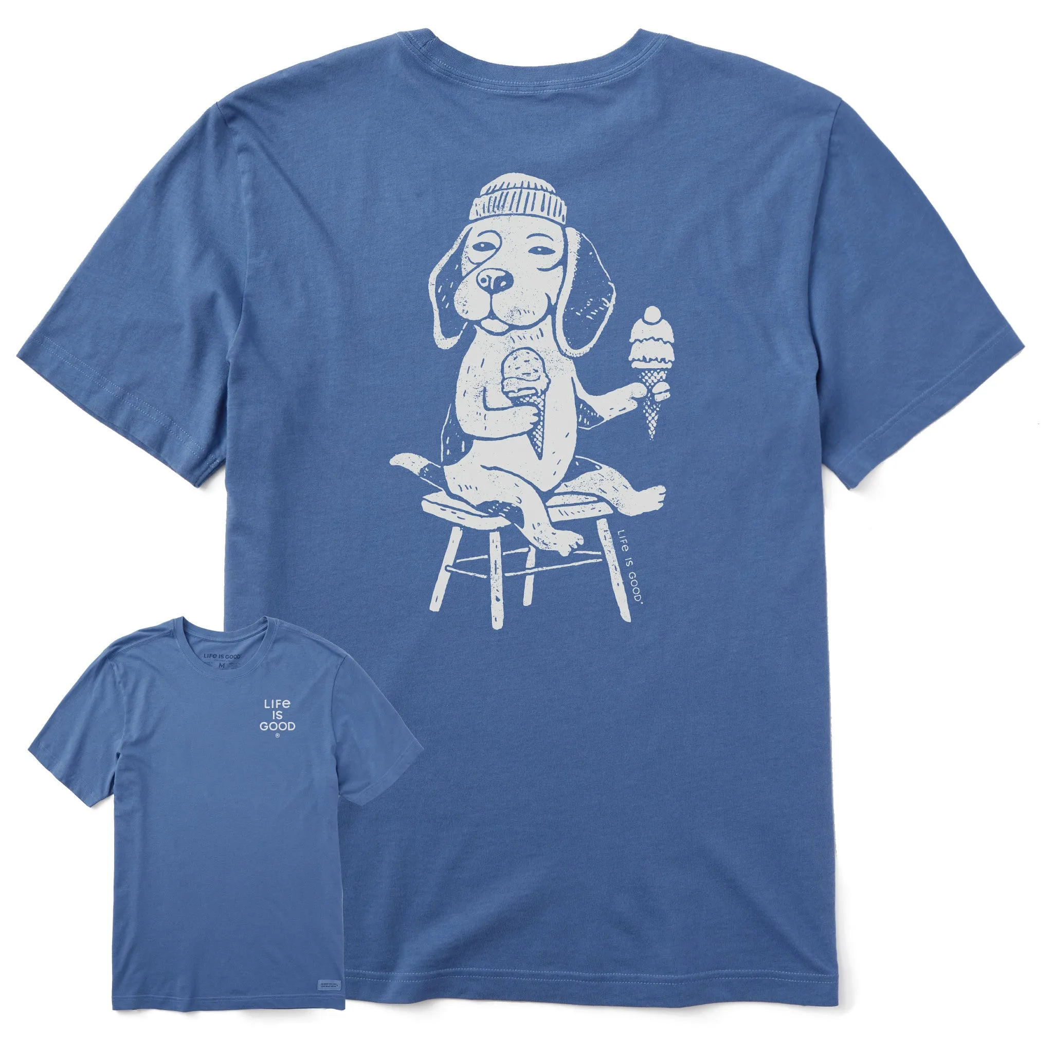 Men's Bert's Beagle with Ice Cream Short Sleeve Crusher Tee Life is Good