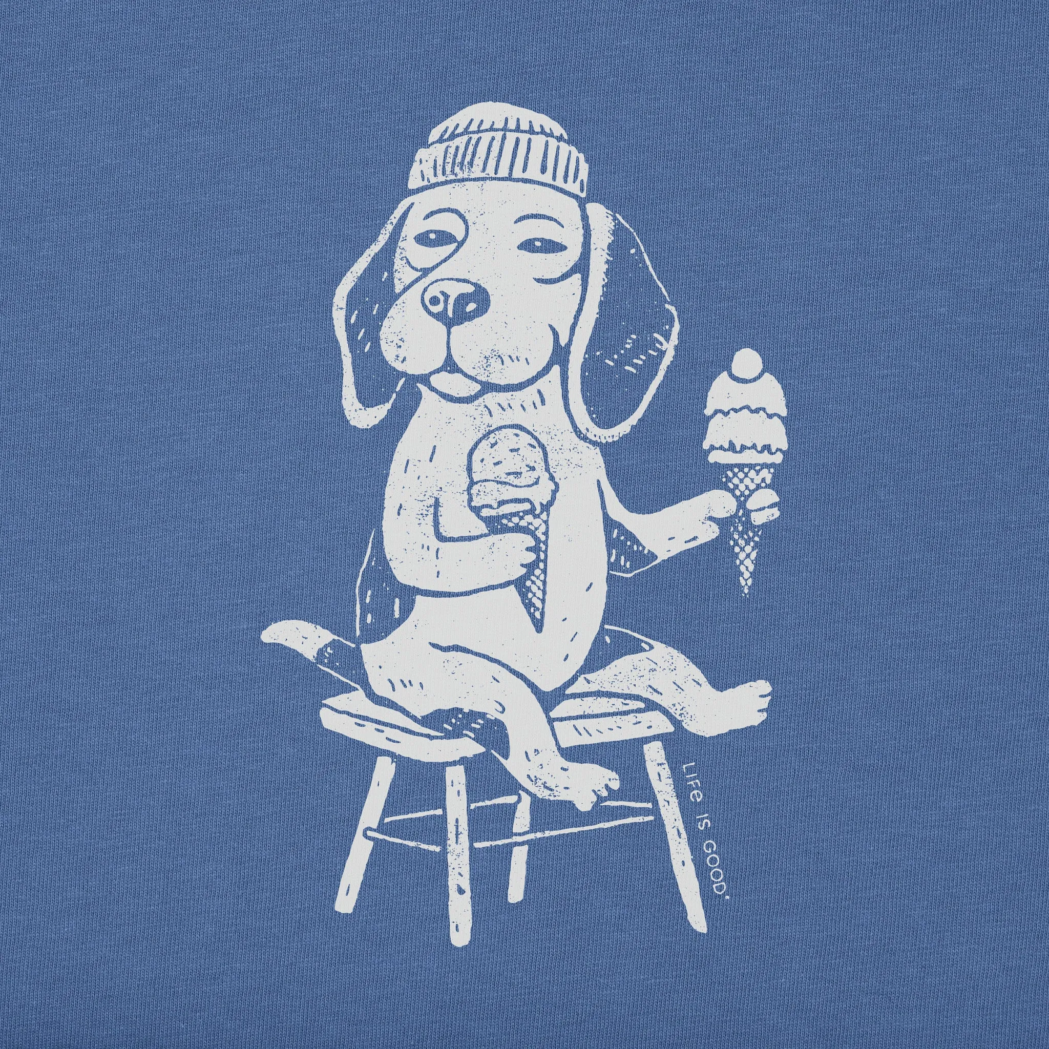 Men's Bert's Beagle with Ice Cream Short Sleeve Crusher Tee Life is Good