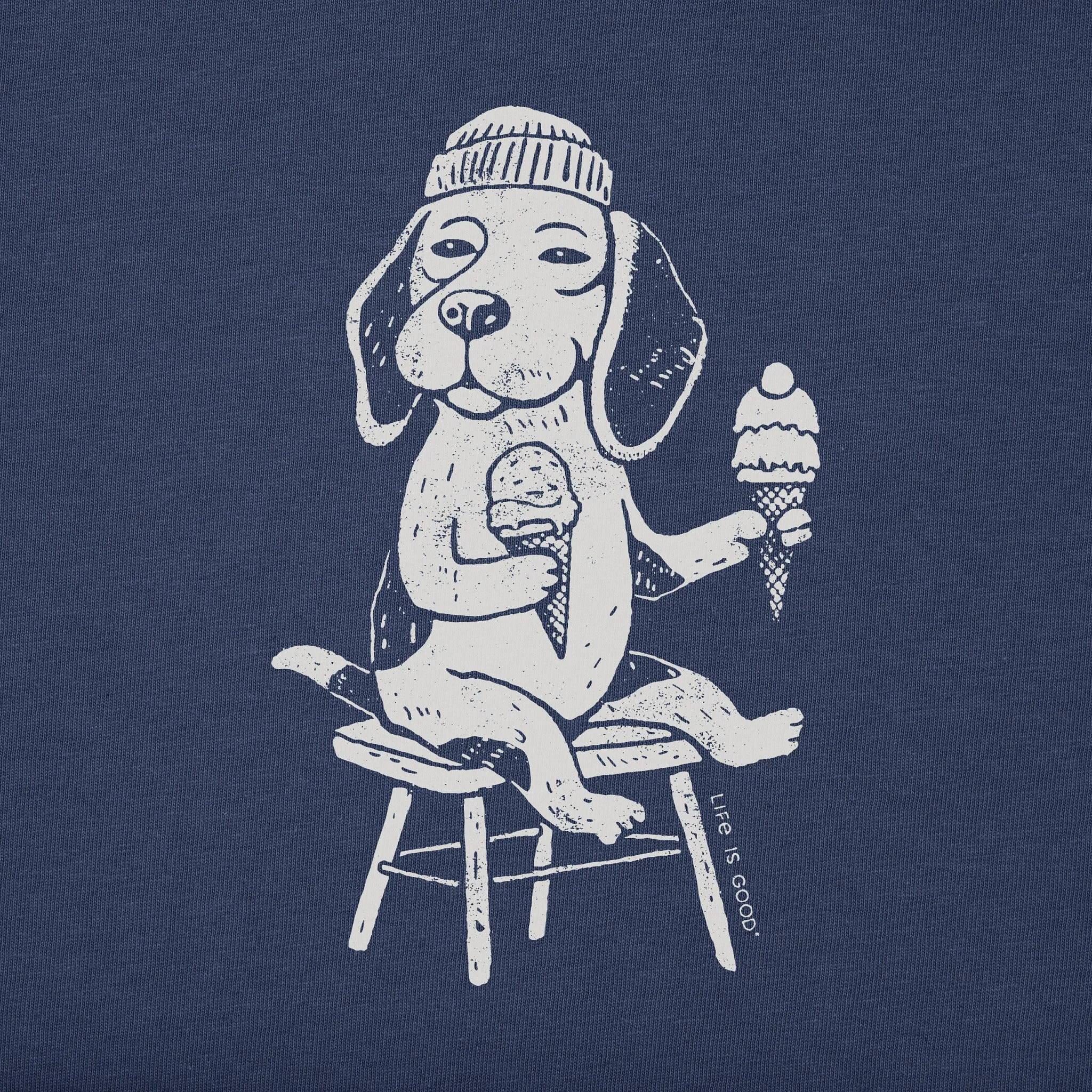 Men's Bert's Beagle with Ice Cream Short Sleeve Crusher Tee Life is Good