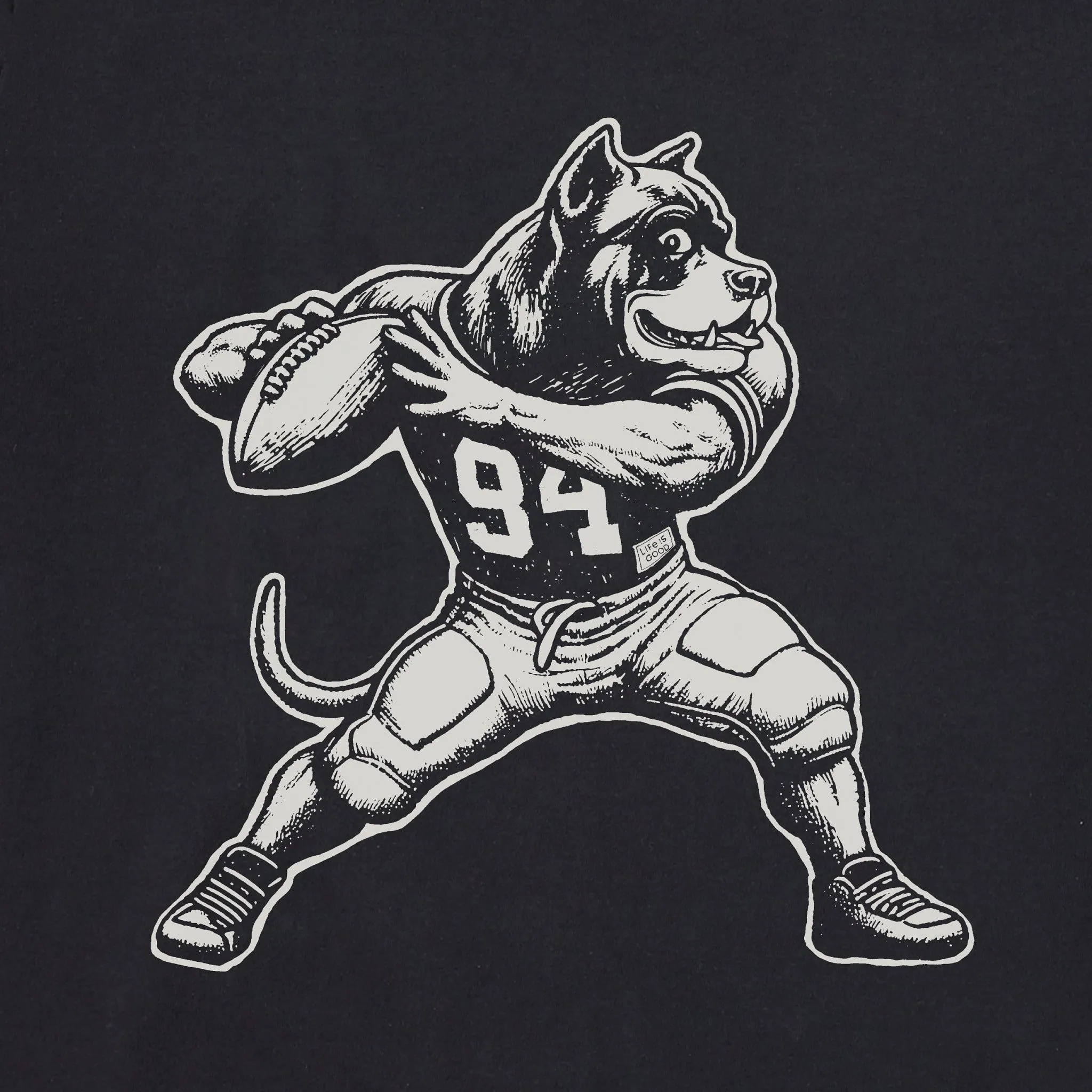 Men's Bert's Cane Corso w Football Short Sleeve Crusher Tee Life is Good