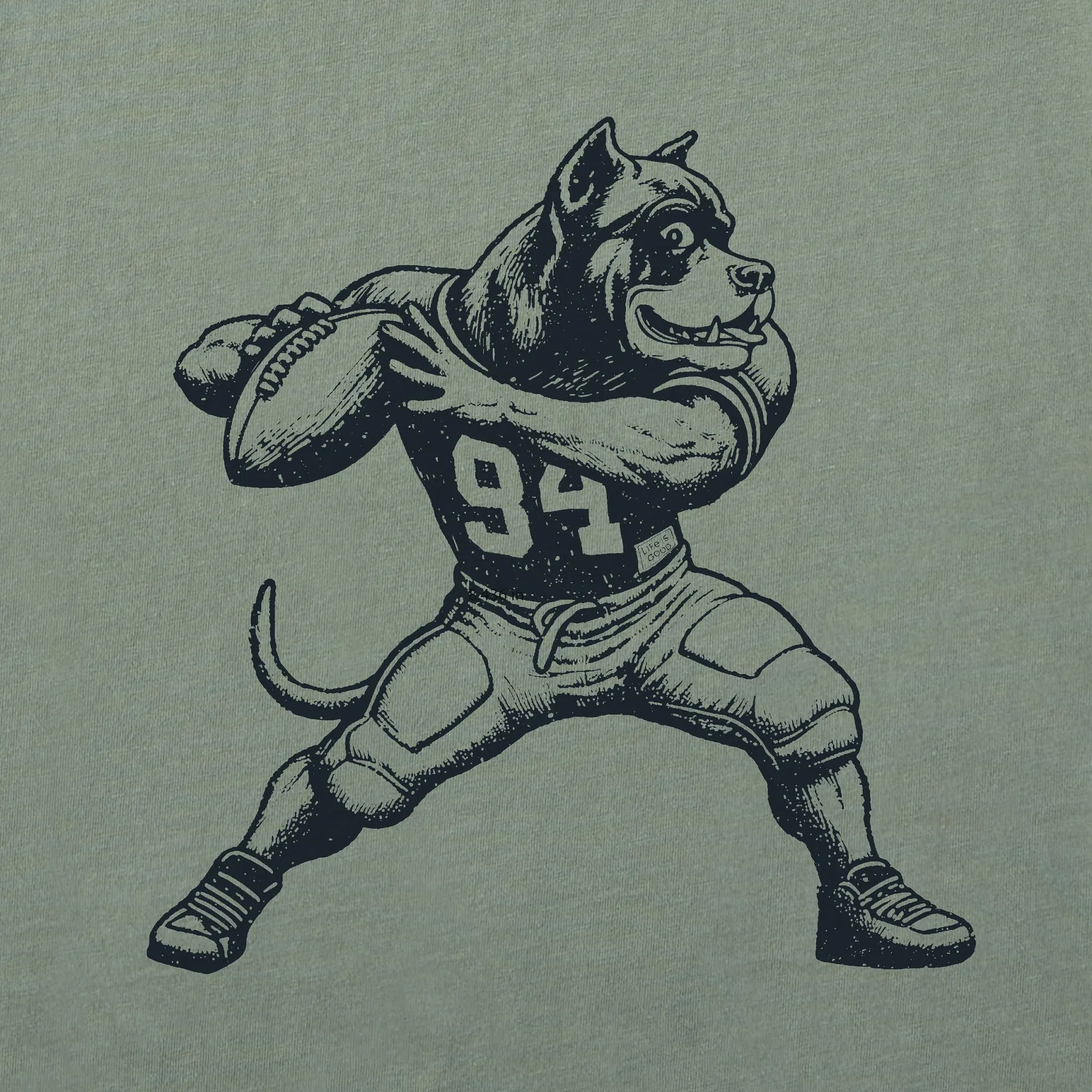 Men's Bert's Cane Corso w Football Short Sleeve Crusher Tee Life is Good