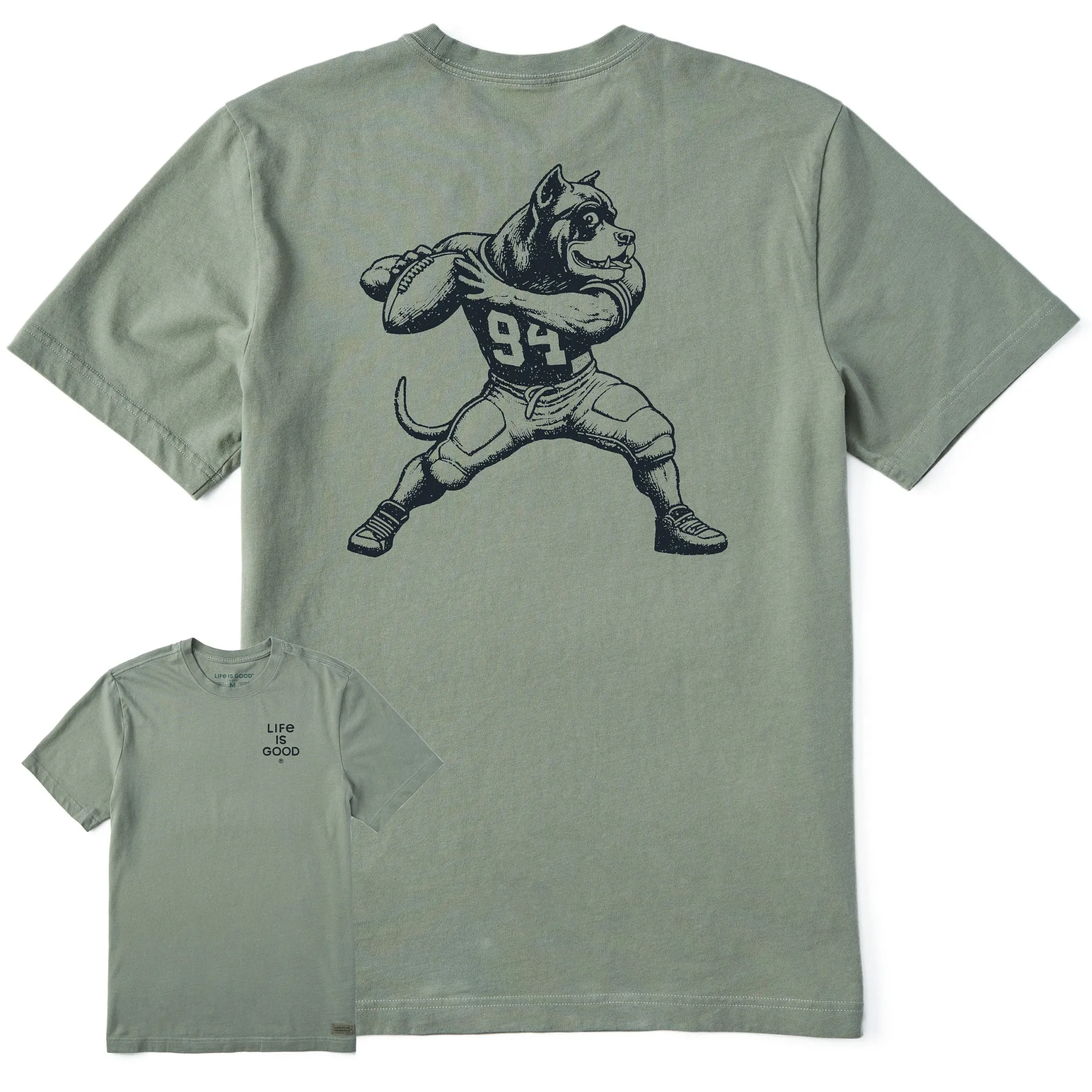 Men's Bert's Cane Corso w Football Short Sleeve Crusher Tee Life is Good