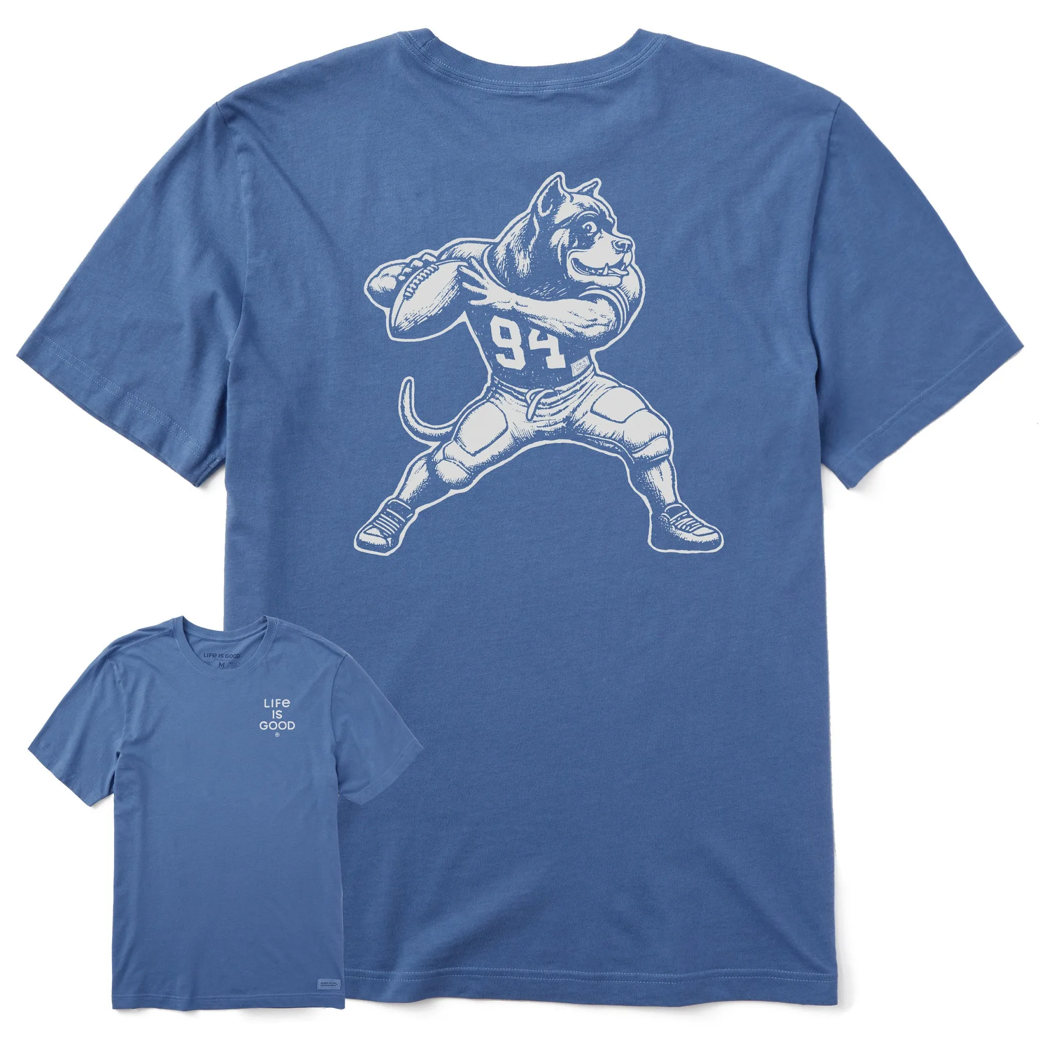 Men's Bert's Cane Corso w Football Short Sleeve Crusher Tee Life is Good