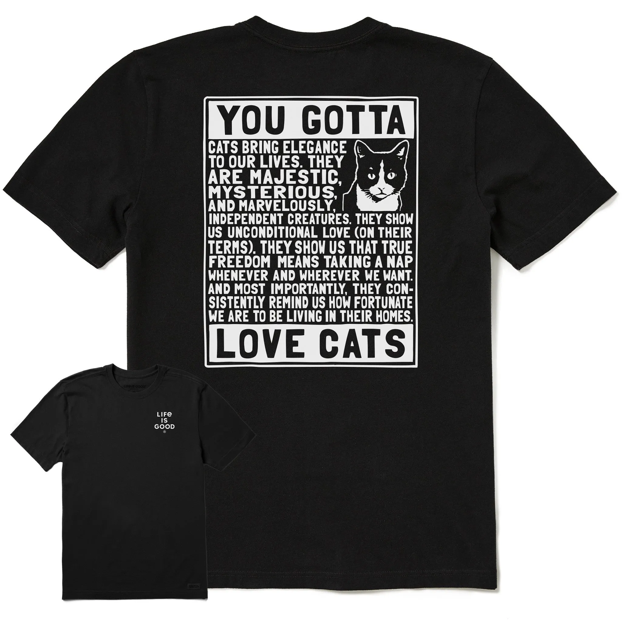 Men's Berts Cat Manifesto Short Sleeve Crusher Tee Life is Good