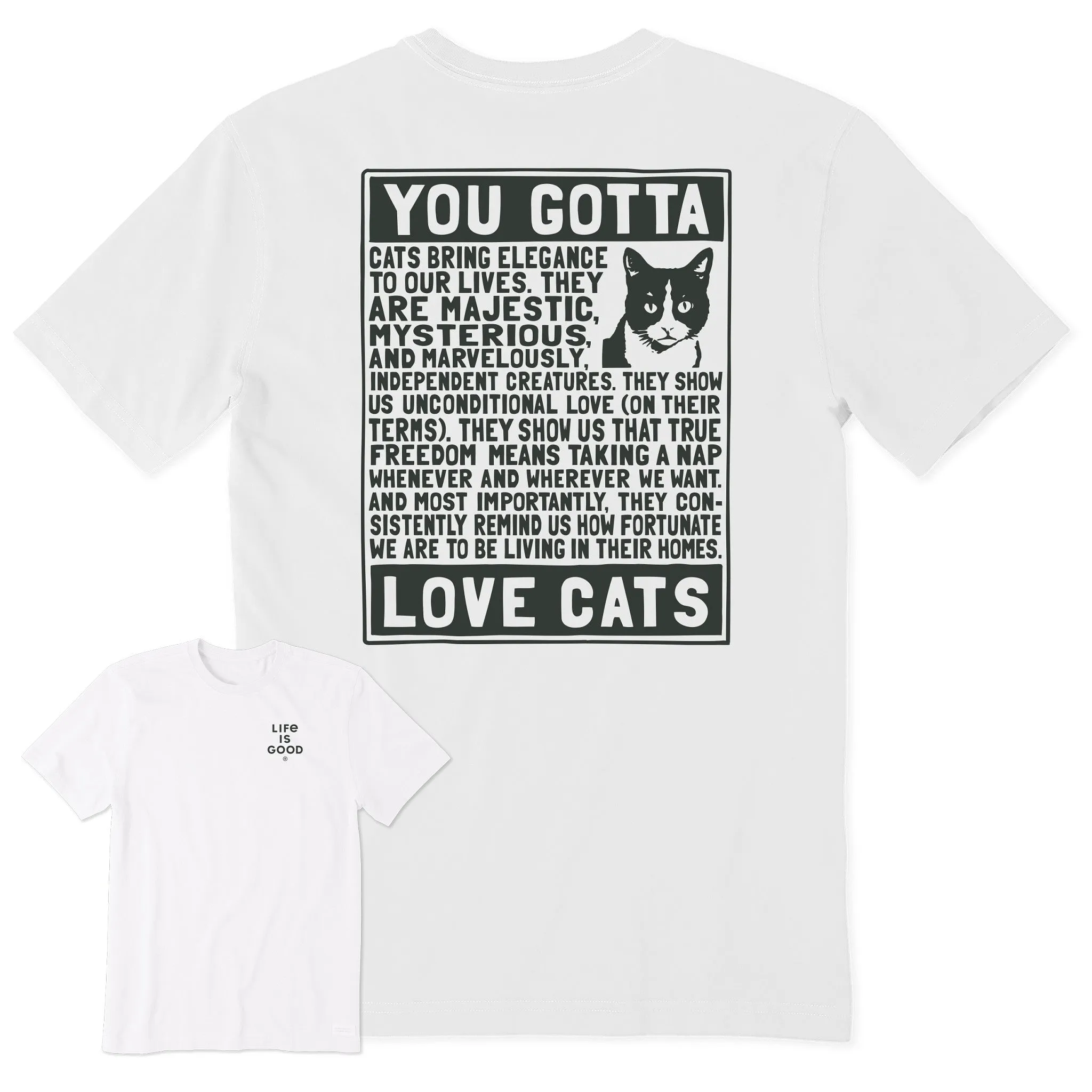 Men's Berts Cat Manifesto Short Sleeve Crusher Tee Life is Good