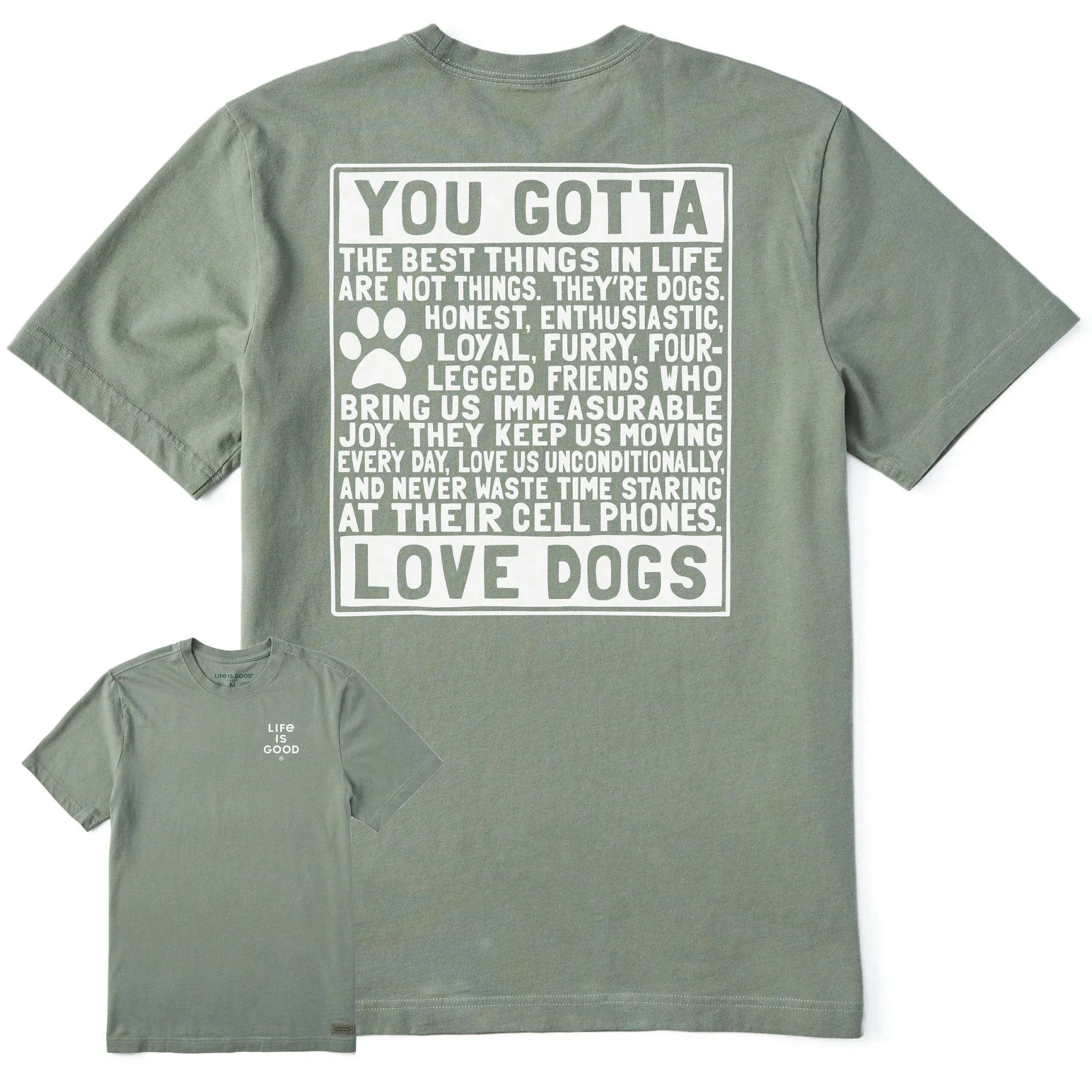 Men's Berts Dog Manifesto Short Sleeve Crusher Tee Life is Good