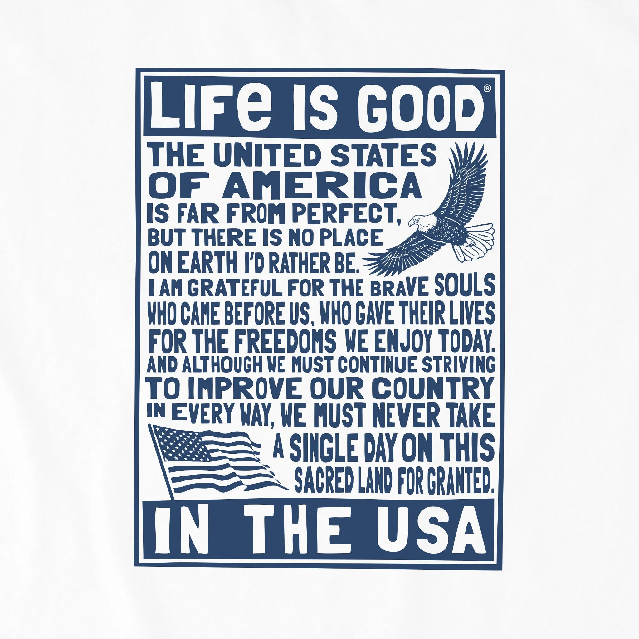 Men's Bert's USA Manifesto Short Sleeve Crusher Tee Life is Good