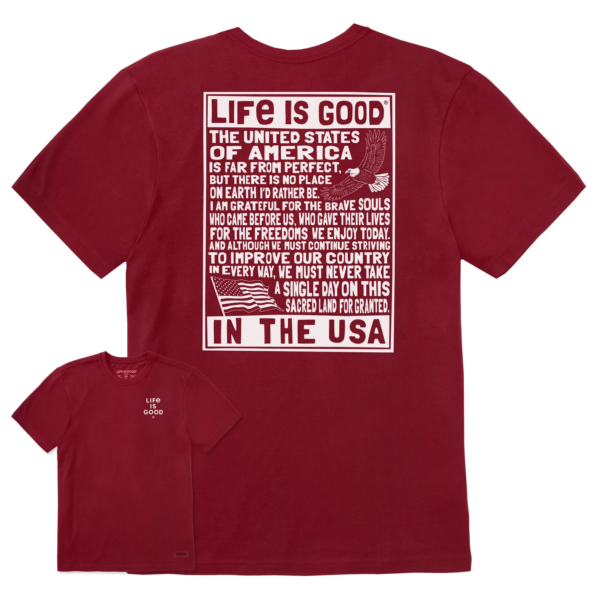 Men's Bert's USA Manifesto Short Sleeve Crusher Tee Life is Good