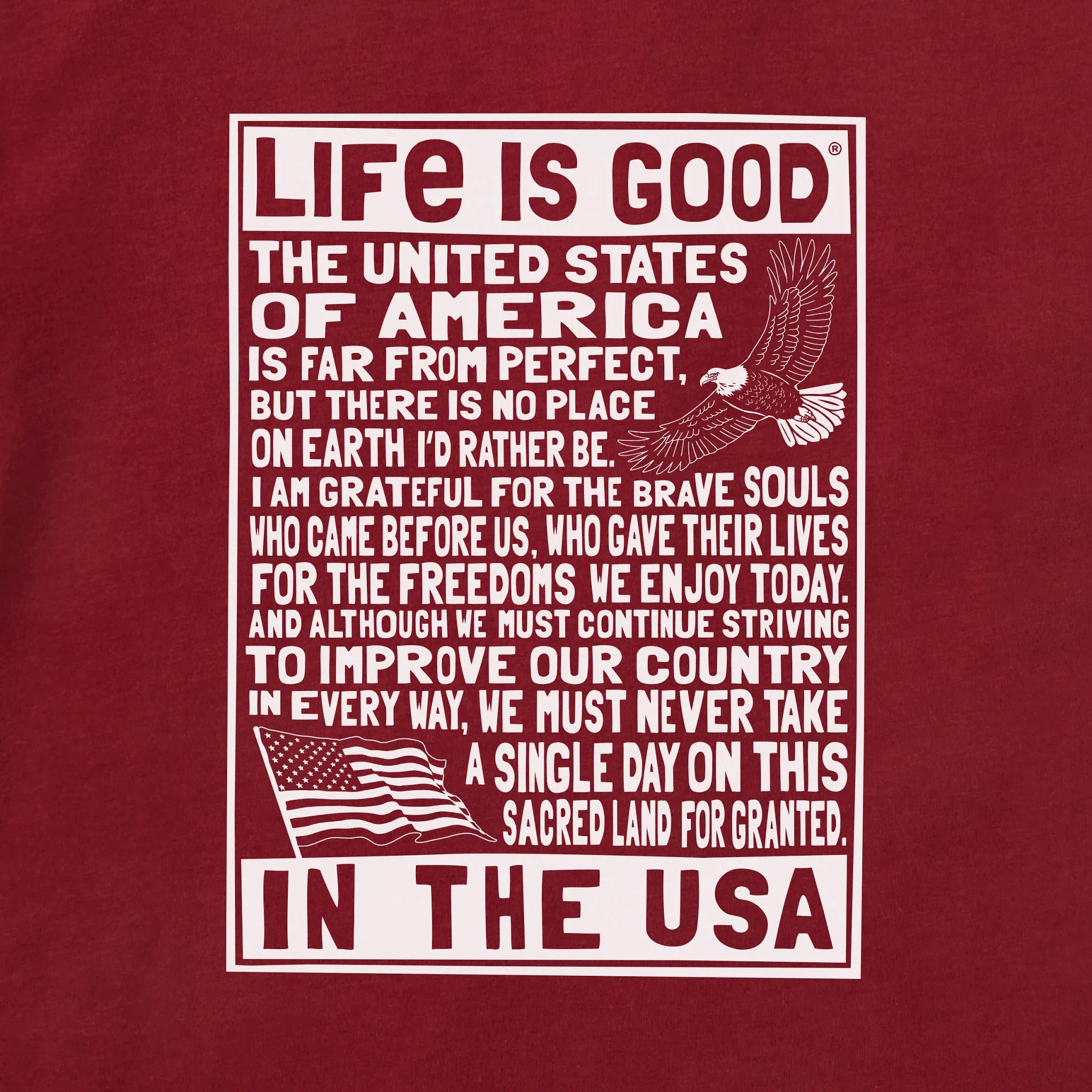 Men's Bert's USA Manifesto Short Sleeve Crusher Tee Life is Good