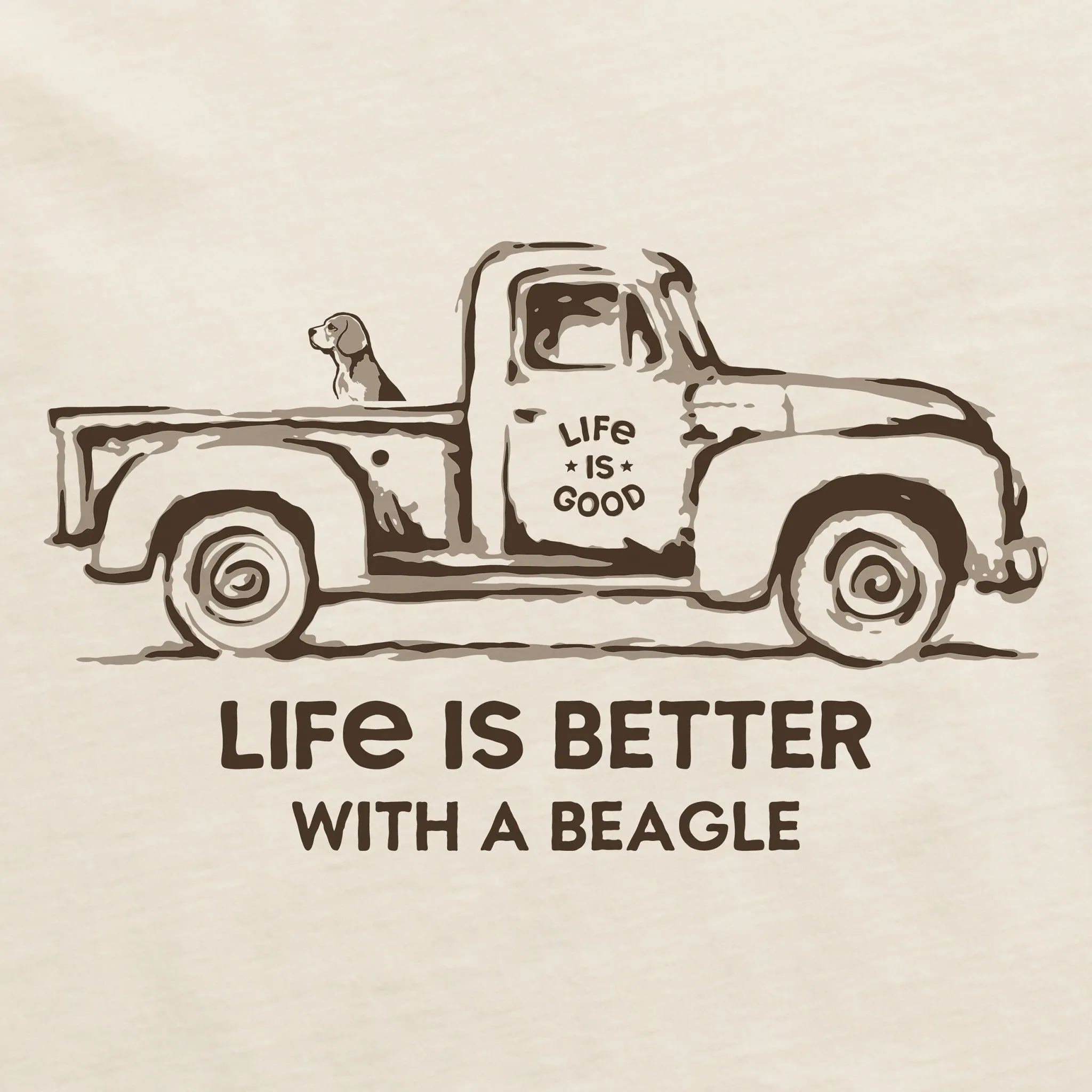 Men's Better with a Beagle Truck Short Sleeve Crusher Tee Life is Good