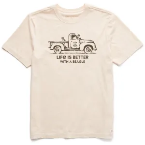 Men's Better with a Beagle Truck Short Sleeve Crusher Tee Life is Good