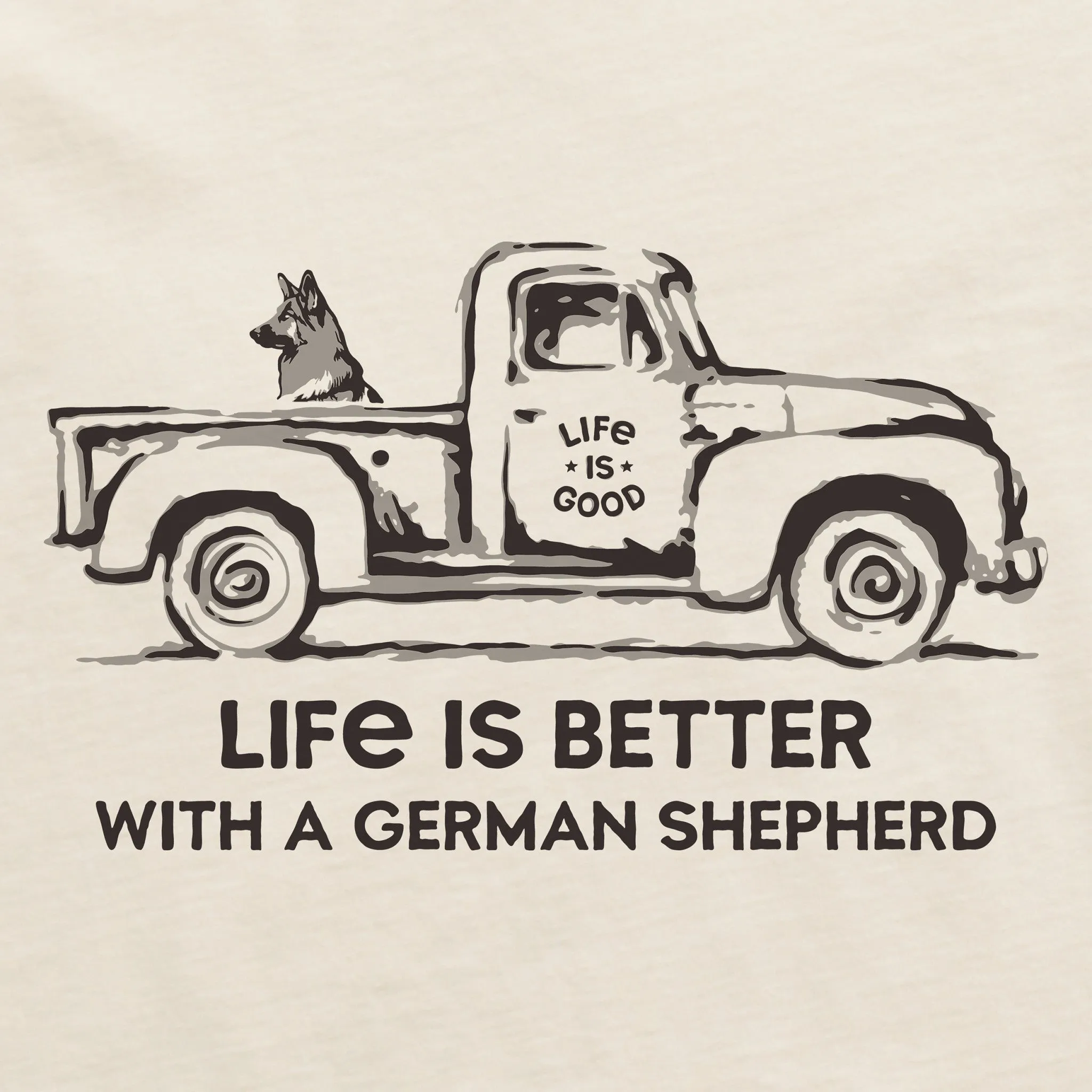 Men's Better with a Shepherd Truck Short Sleeve Crusher Tee Life is Good